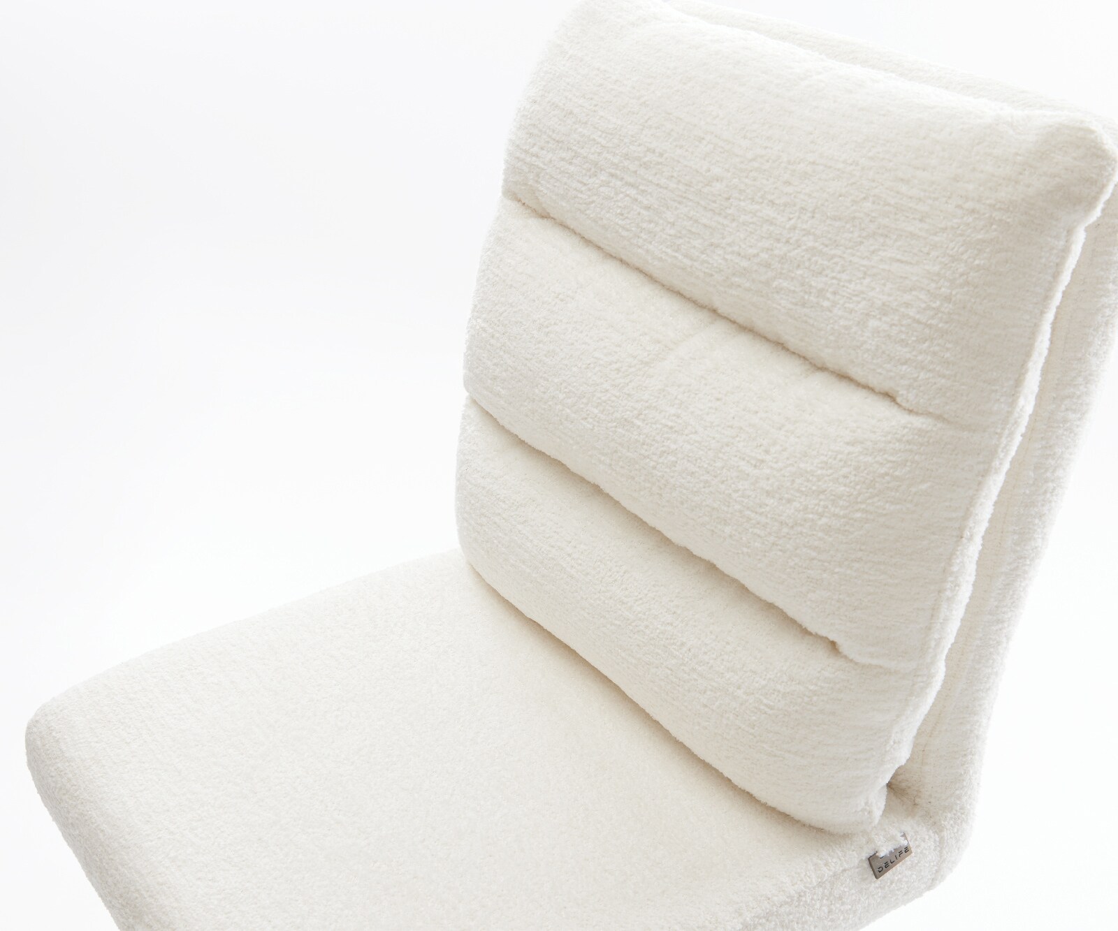 Chaise-de-bar Pela-Flex Bouclé doux Beige Pied cantilever acier inoxydable Argent 4