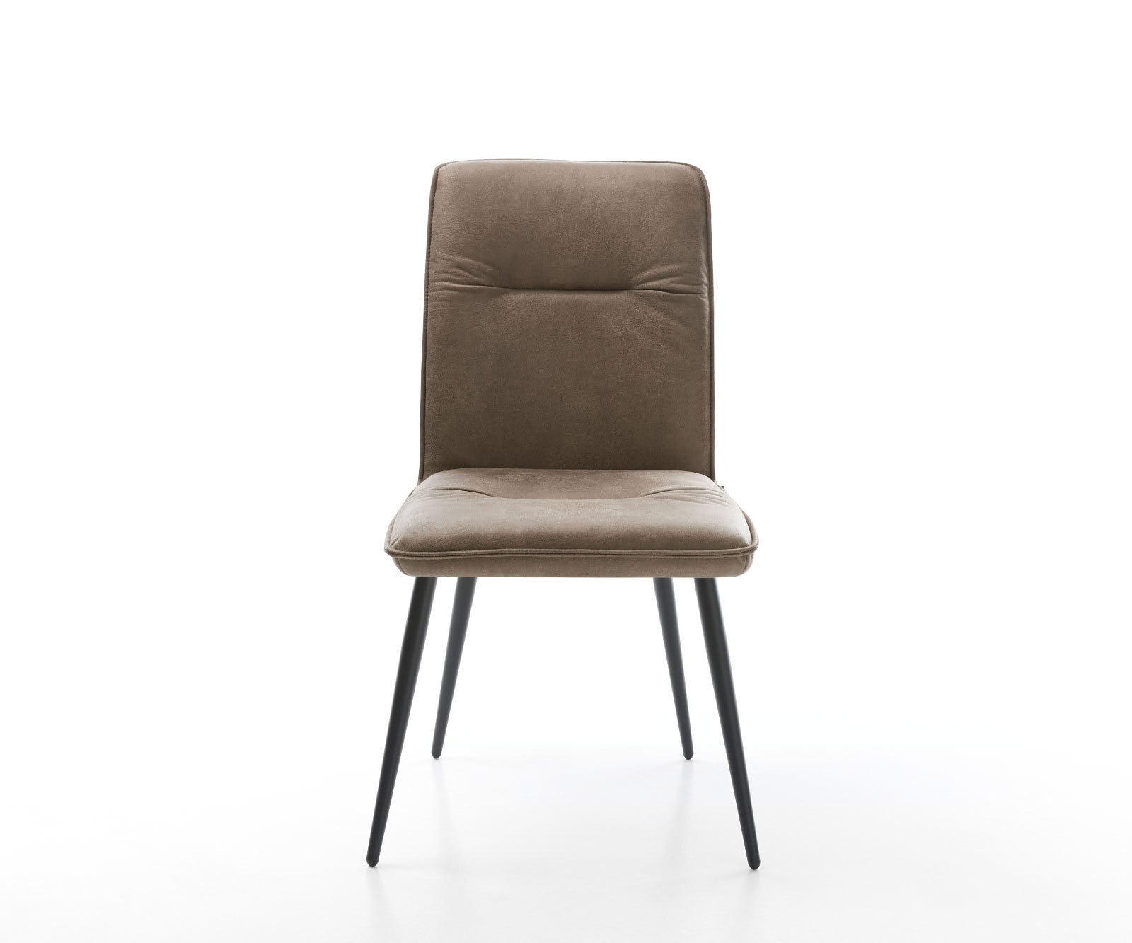 Chaise-de-salle-à-manger Vinjo-Flex microvelours taupe vintage 4 pieds coniques noir 1 Chaise-de-salle-à-manger Vinjo-Flex microvelours taupe vintage 4 pieds coniques noir 1