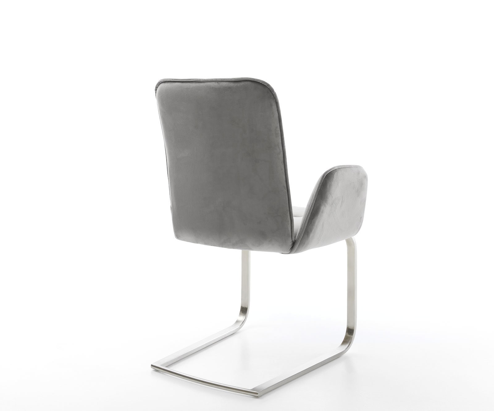 Cantilever Vinja-Flex velours gris pied cantilever plat acier inoxydable brossé 4 Cantilever Vinja-Flex velours gris pied cantilever plat acier inoxydable brossé 4