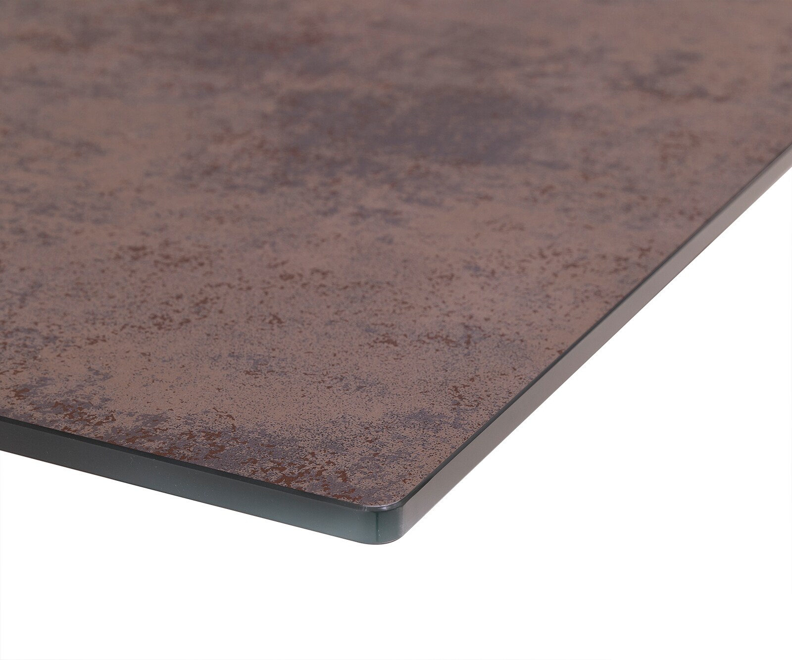 Table-à-manger Edge 180-220x90cm verre Antique-marron pieds milieu croisé argent 5