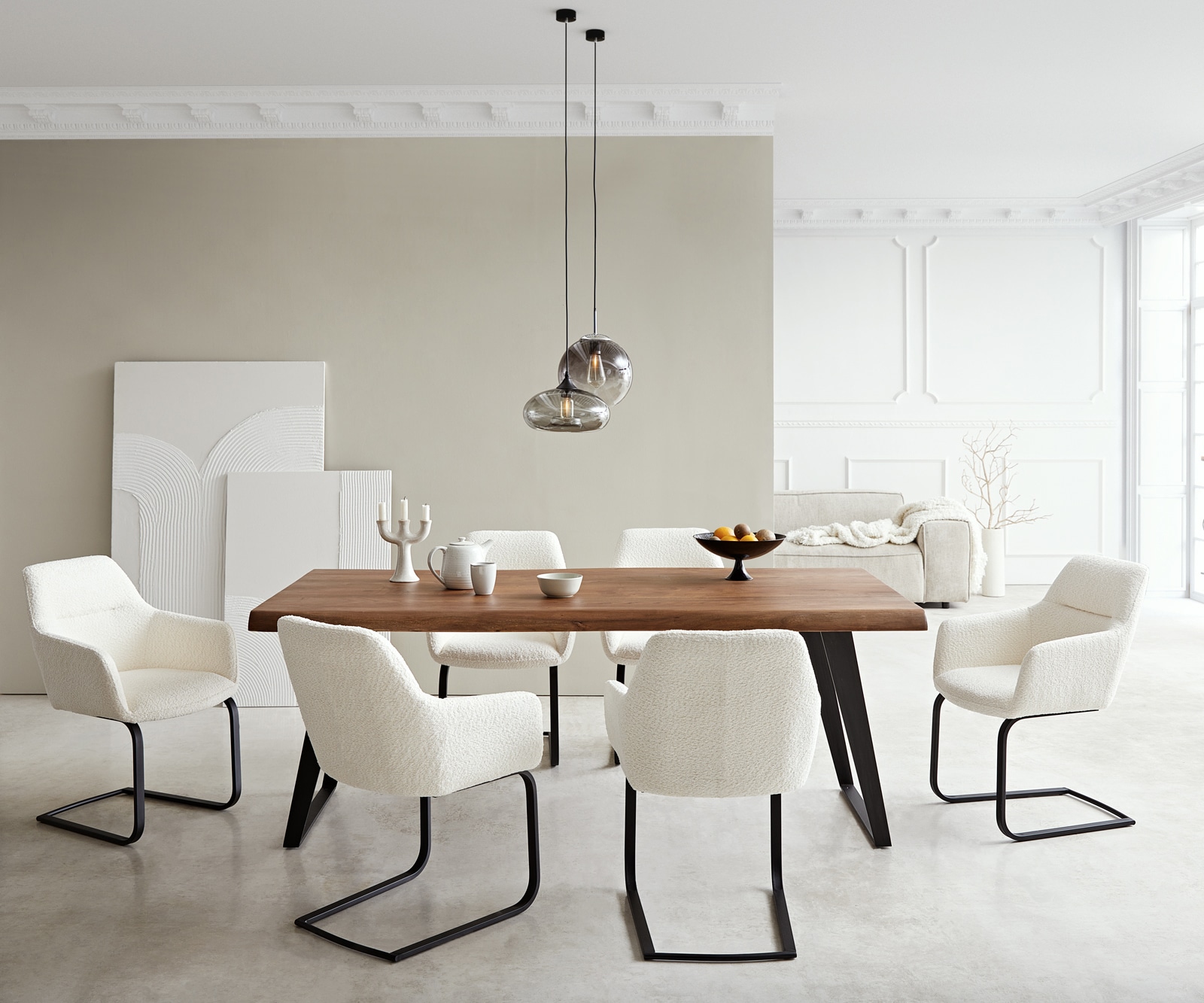 Cantilever Pejo-Flex bouclé blanc pied cantilever plat noir ressorts ensachés 3 Cantilever Pejo-Flex bouclé blanc pied cantilever plat noir ressorts ensachés 3