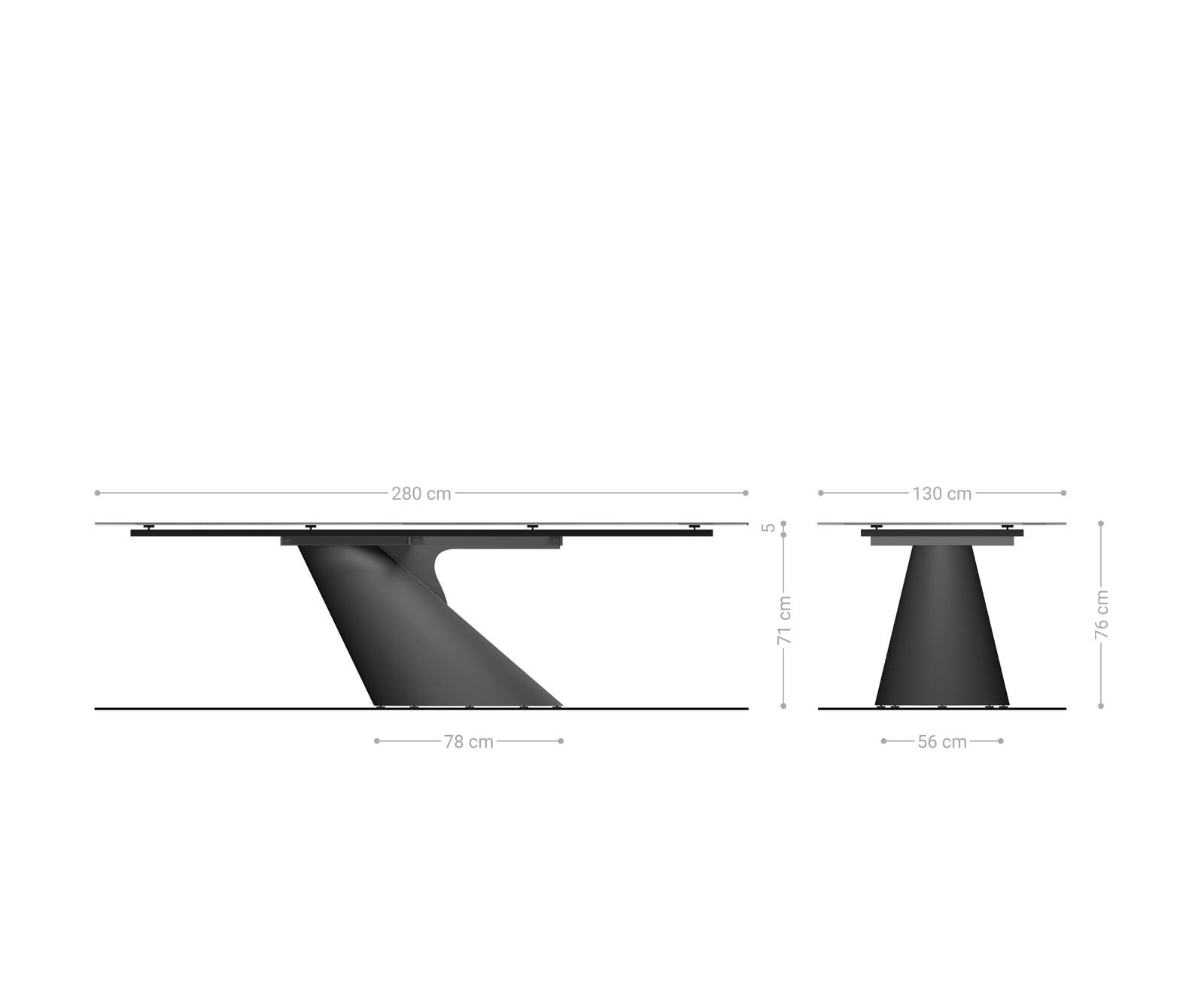 Table à manger Edge ovalee 280x130 céramique Minas mélange blanc-beige Cono métallique doré 8