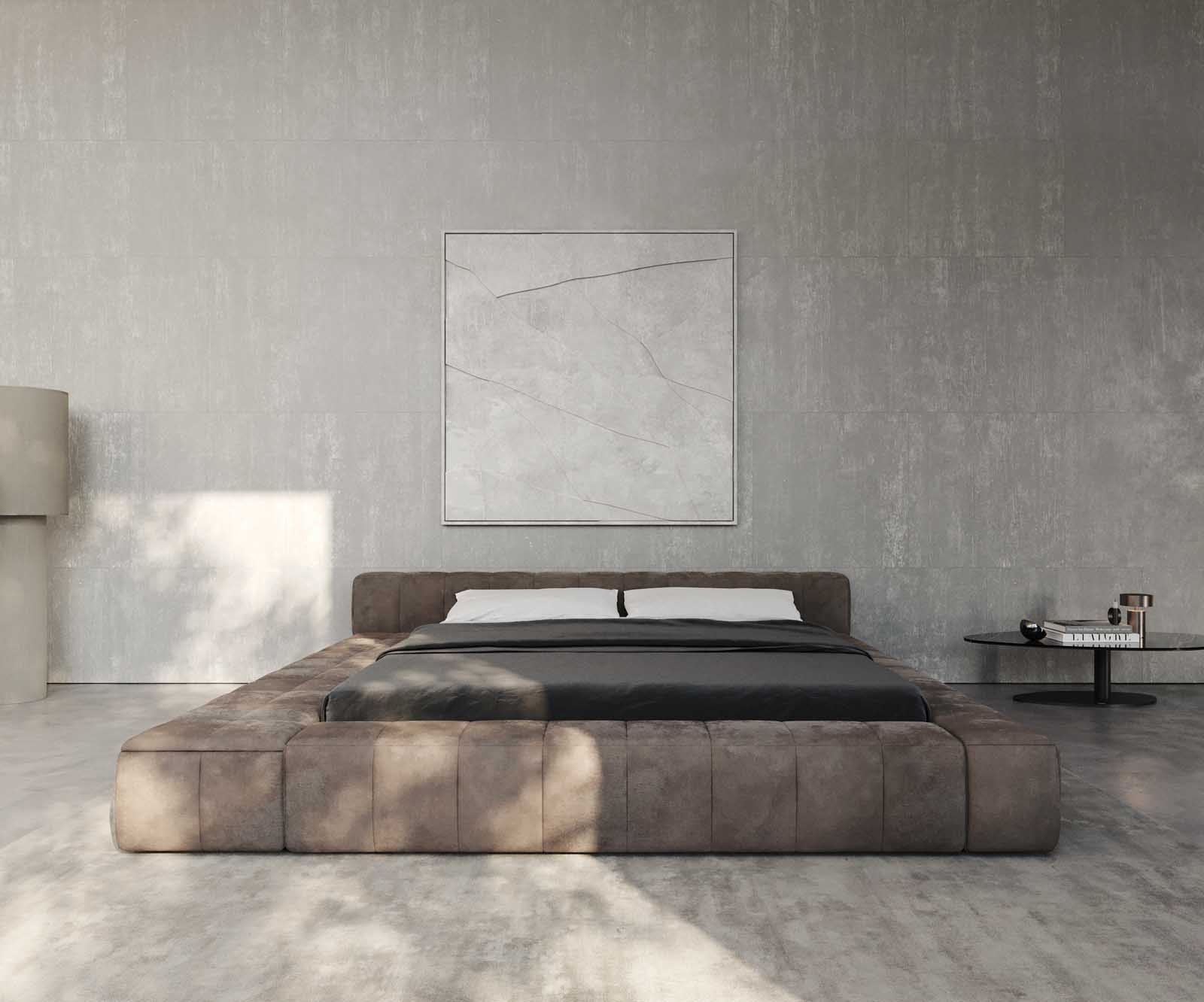 Sommier-rembourré Espazio 180x200 cm microfibre taupe vintage avec espace de rangement 3