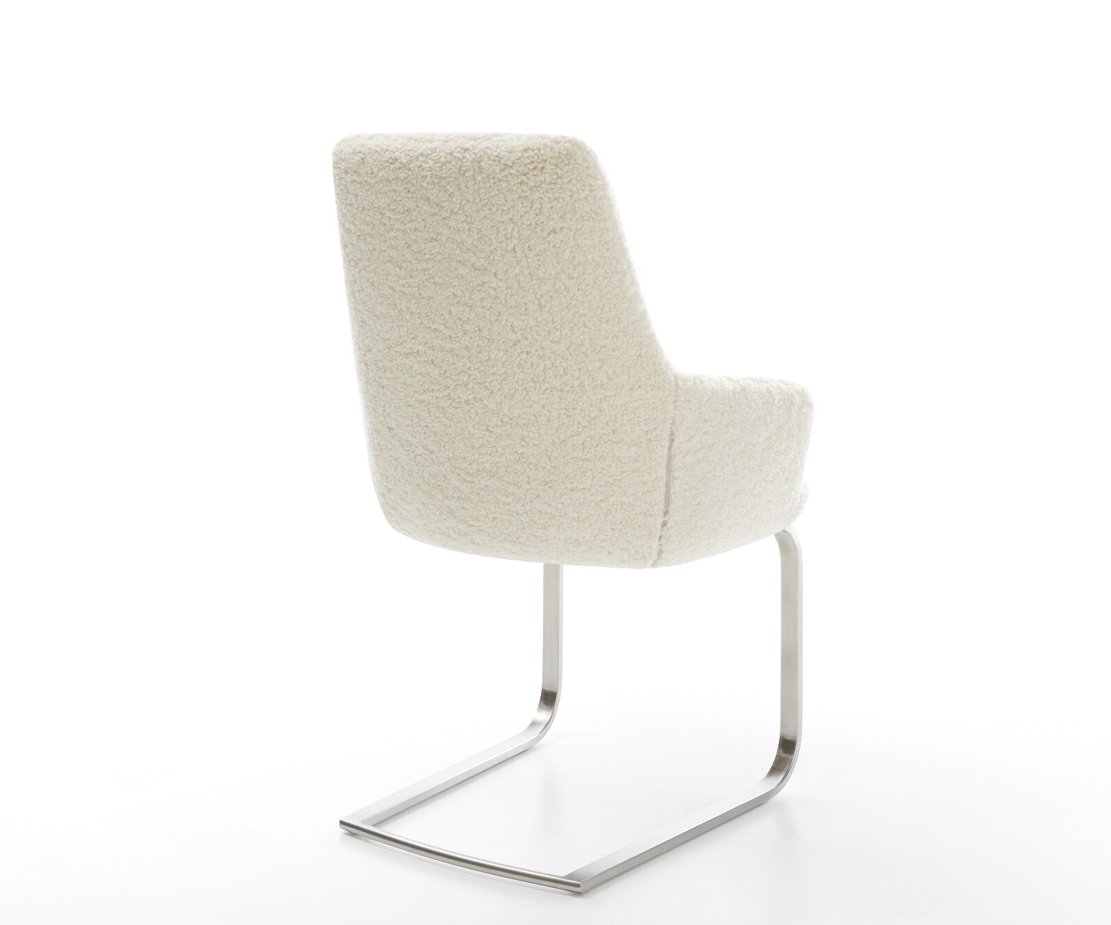 Cantilever Zelia-Flex avec accoudoirs tissu teddy beige pied cantilever plat acier inoxydable ressorts ensachés 4