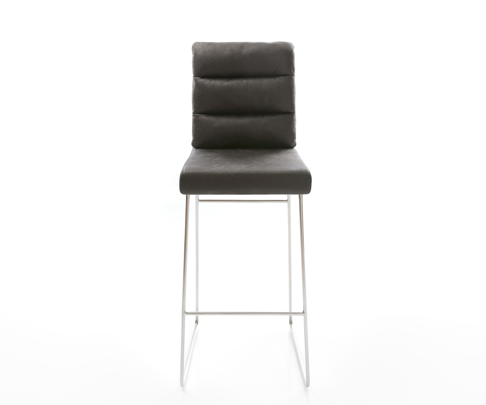 Chaise-de-bar Pela-Flex vintage anthracite cadre patin acier inoxydable 1 Chaise-de-bar Pela-Flex vintage anthracite cadre patin acier inoxydable 1