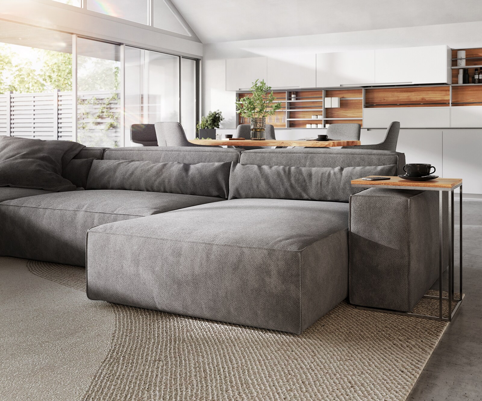 Canapé panoramique Sirpio XL 360x260 cm Microfibre Taupe Recamiere variable 5 Canapé panoramique Sirpio XL 360x260 cm Microfibre Taupe Recamiere variable 5