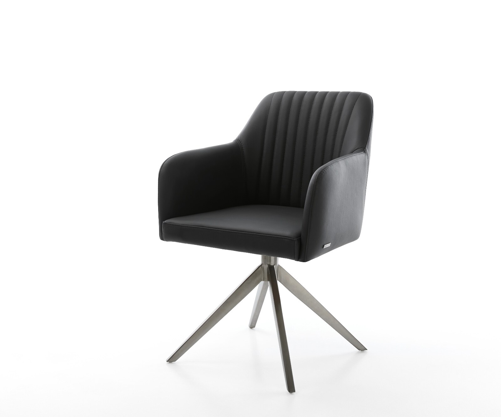 Chaise-pivotante Greg-Flex cuir de vache noir pied croisé large grafiete pivotement sur 360° fonction bascule ressorts ensachés 1