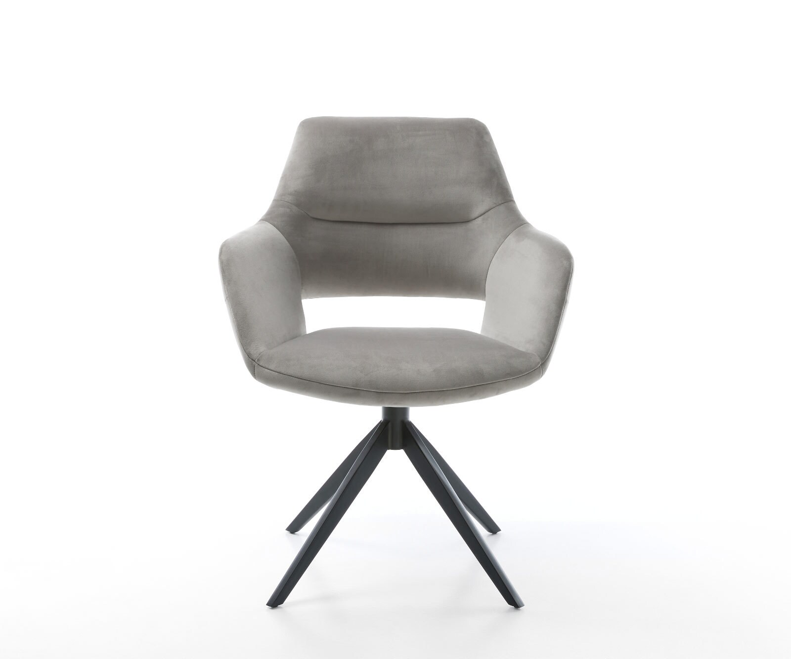Chaise-pivotante Yago-Flex velours gris pied croisé large noir pivotement sur 360° fonction bascule ressorts ensachés 2