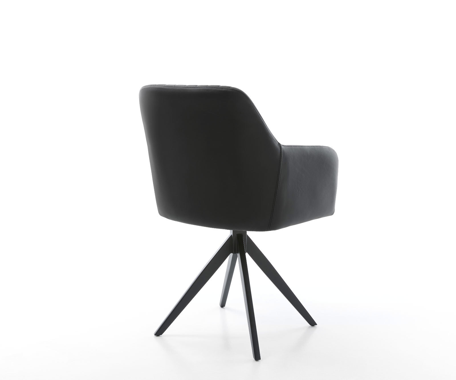 Chaise-de-salle-à-manger Greg-Flex cuir de vache noir pied croisé angulaire noir ressorts ensachés 4 Chaise-de-salle-à-manger Greg-Flex cuir de vache noir pied croisé angulaire noir ressorts ensachés 4