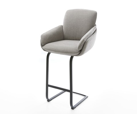 Chaise-de-bar Luan-Flex Tissu structuré doux Gris Pied cantilever plat noir Noir
