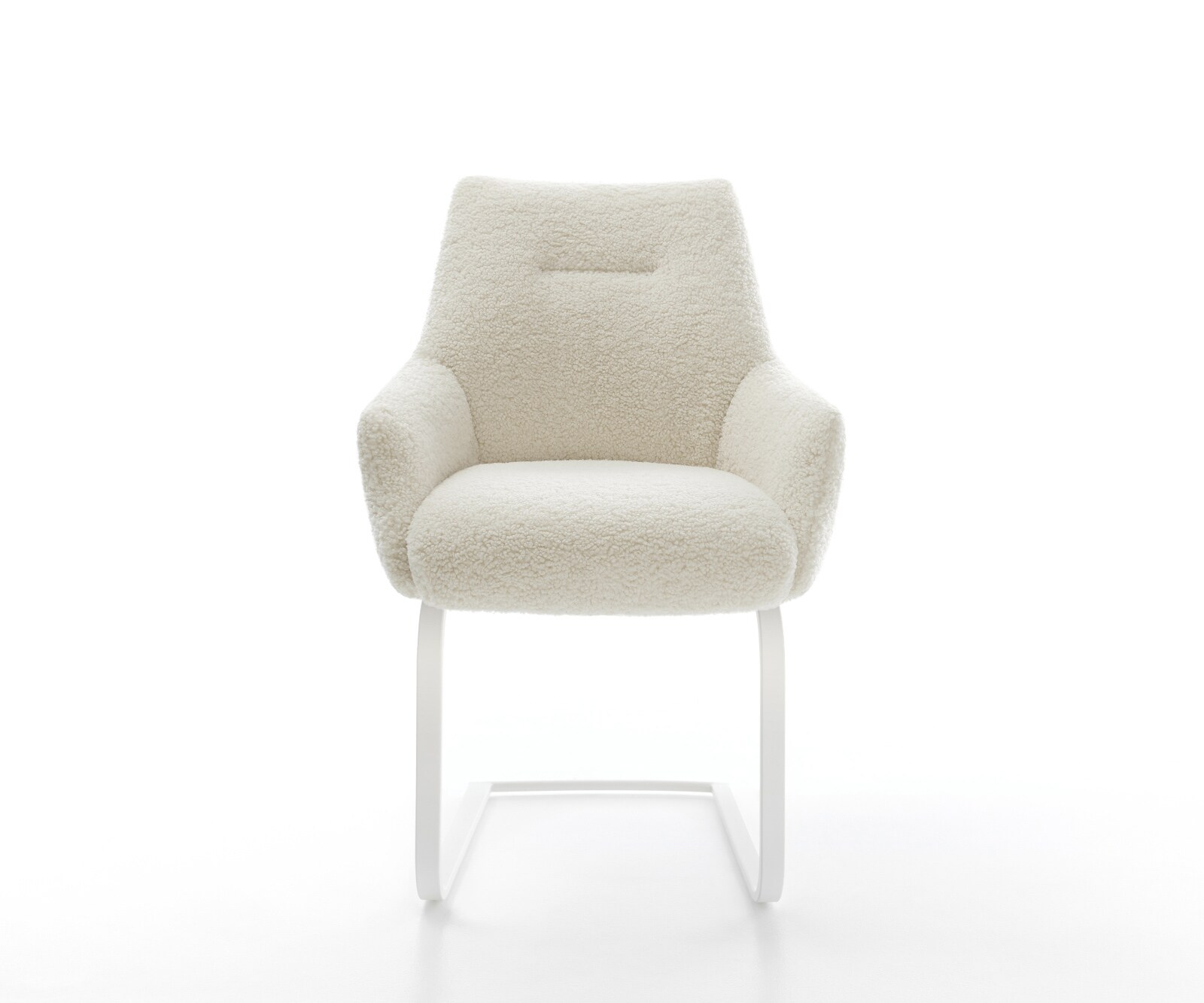 Cantilever Alja-Flex avec accoudoirs tissu teddy beige pied cantilever plat blanc resorts ensachés 2