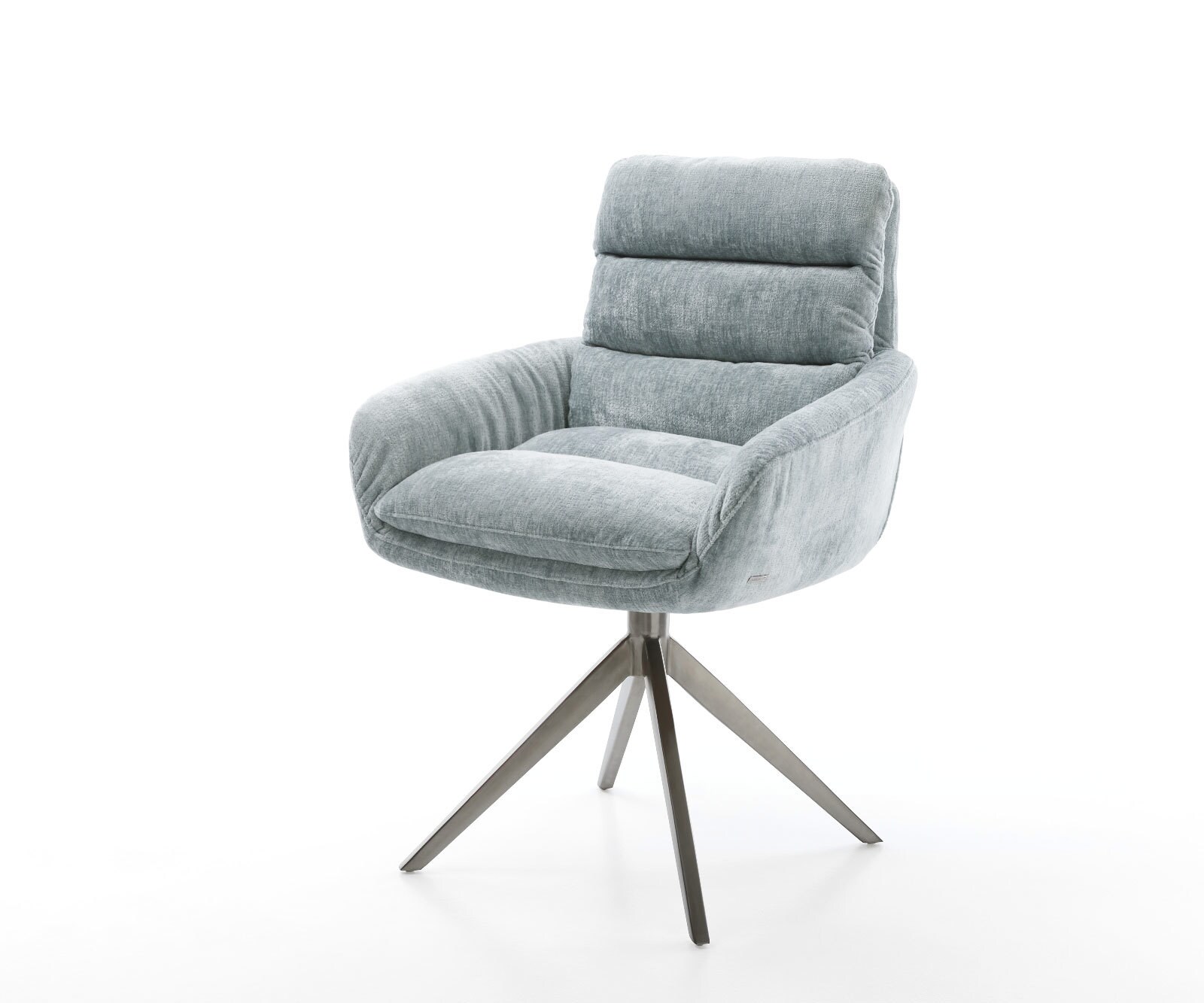 Chaise-pivotante Abelia-Flex mit Armlehnen chenille bleu pastel pied croisé large grafiete pivotement sur 360° fonction bascule 1