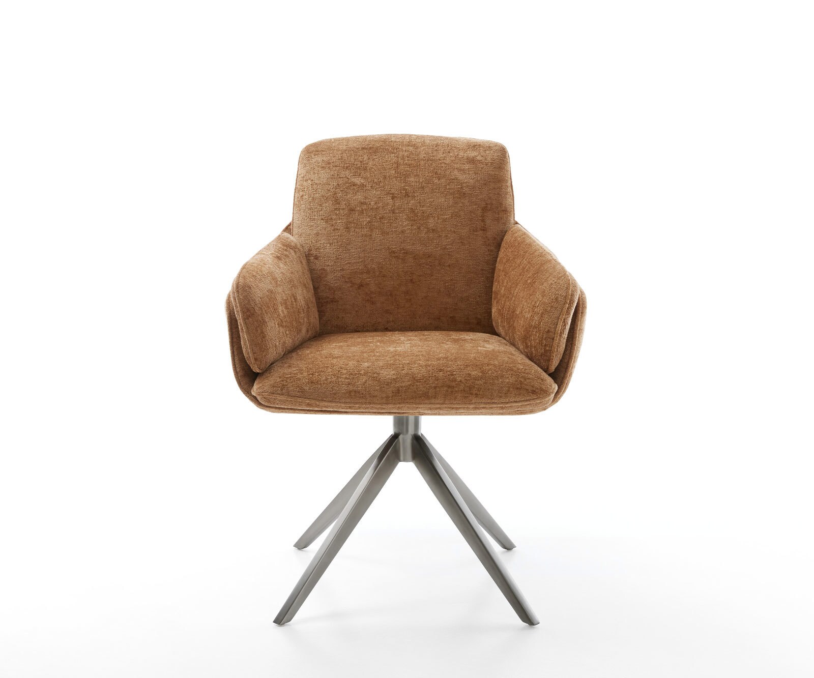Chaise-pivotante Luan-Flex avec accoudoirs chenille rouille pied croisé large grafiete pivotement sur 360° fonction bascule 2