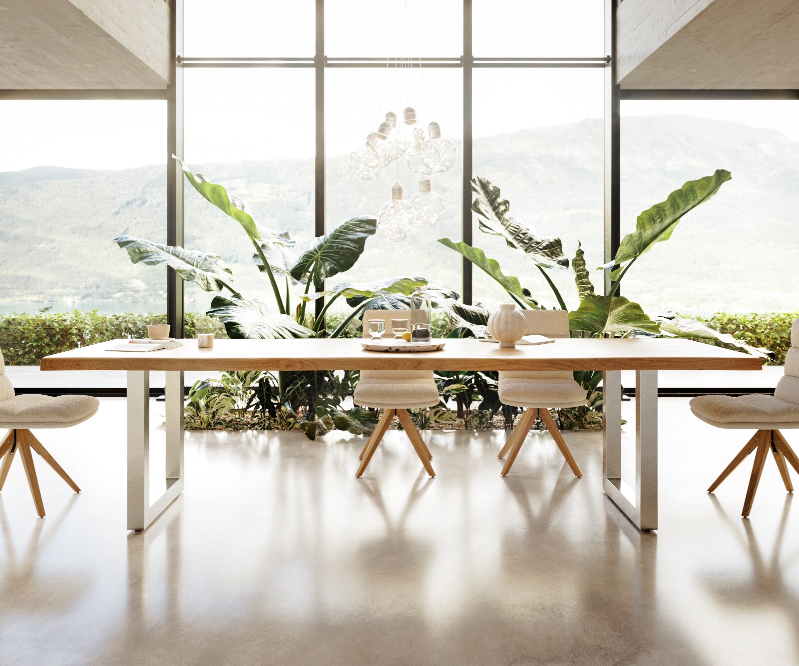 Table à manger Edge 300x100 chêne nature acier inoxydable large Live-Edge 4