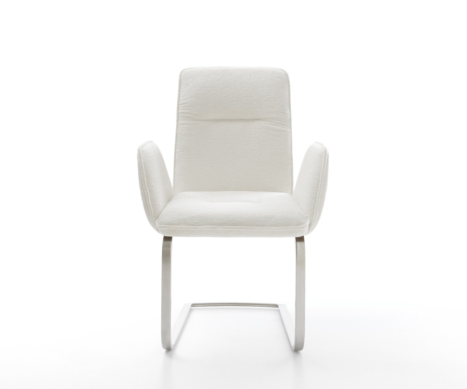 Cantilever Vinja-Flex bouclé doux beige pied cantilever plat acier inoxydable 2