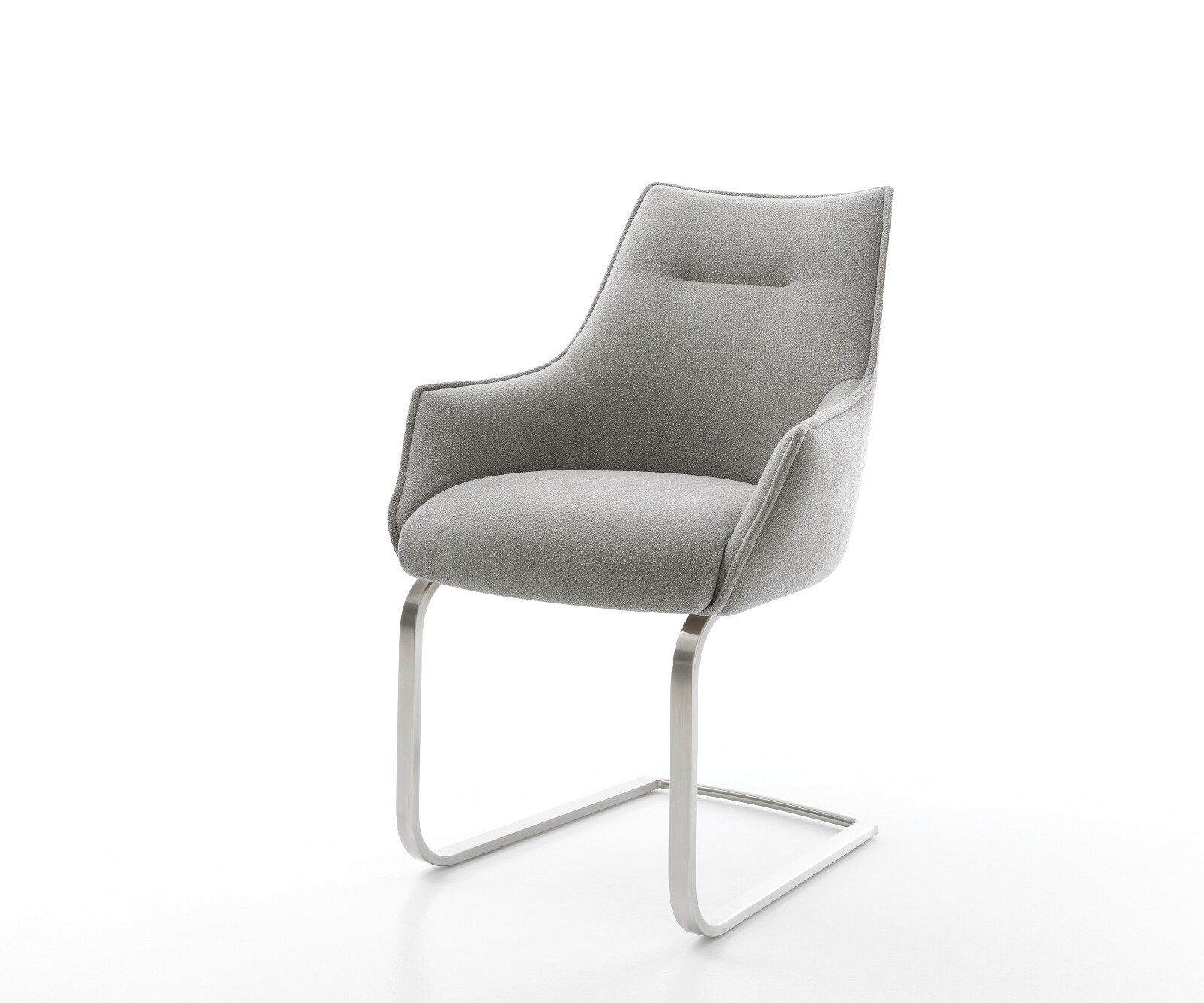 Cantilever Alja-Flex avec accoudoirs tissu structuré doux gris pied cantilever plat acier inoxydable resorts ensachés 1