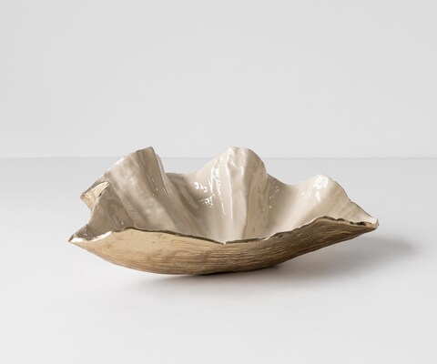 Coupe décorative Aurelia l46 x P31 x H15 cm Aluminium Champagner Ivory Faite main