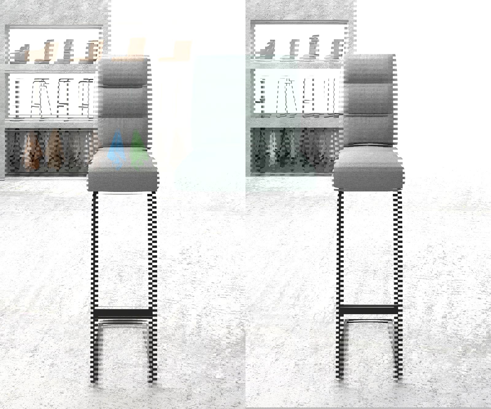 Chaise-de-bar Pela-Flex rayures menthe chaise cantilever métal plat 1