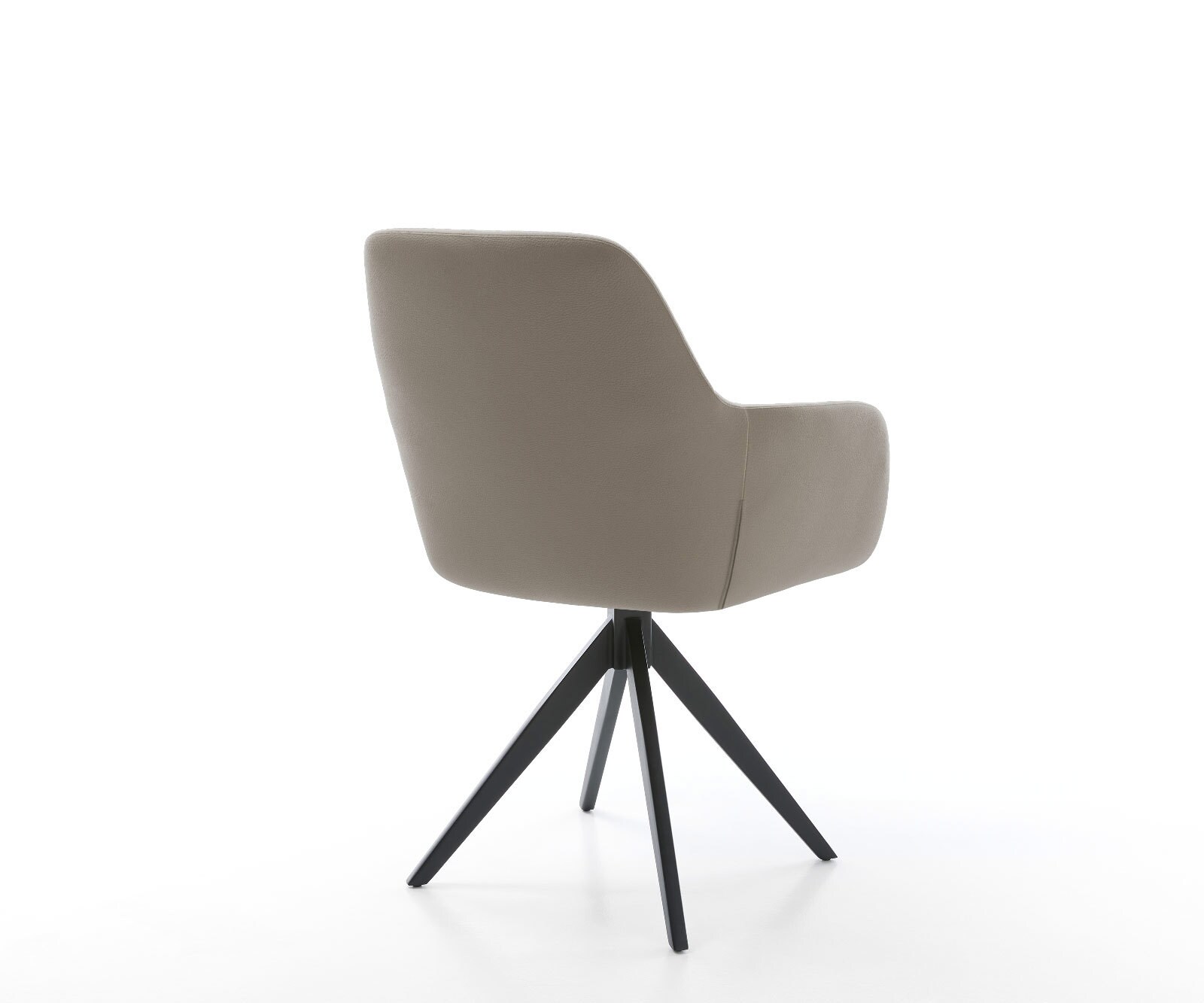 Chaise-de-salle-à-manger Pejo-Flex cuir de vache couleur boue pied croisé angulaire noir ressorts ensachés 5