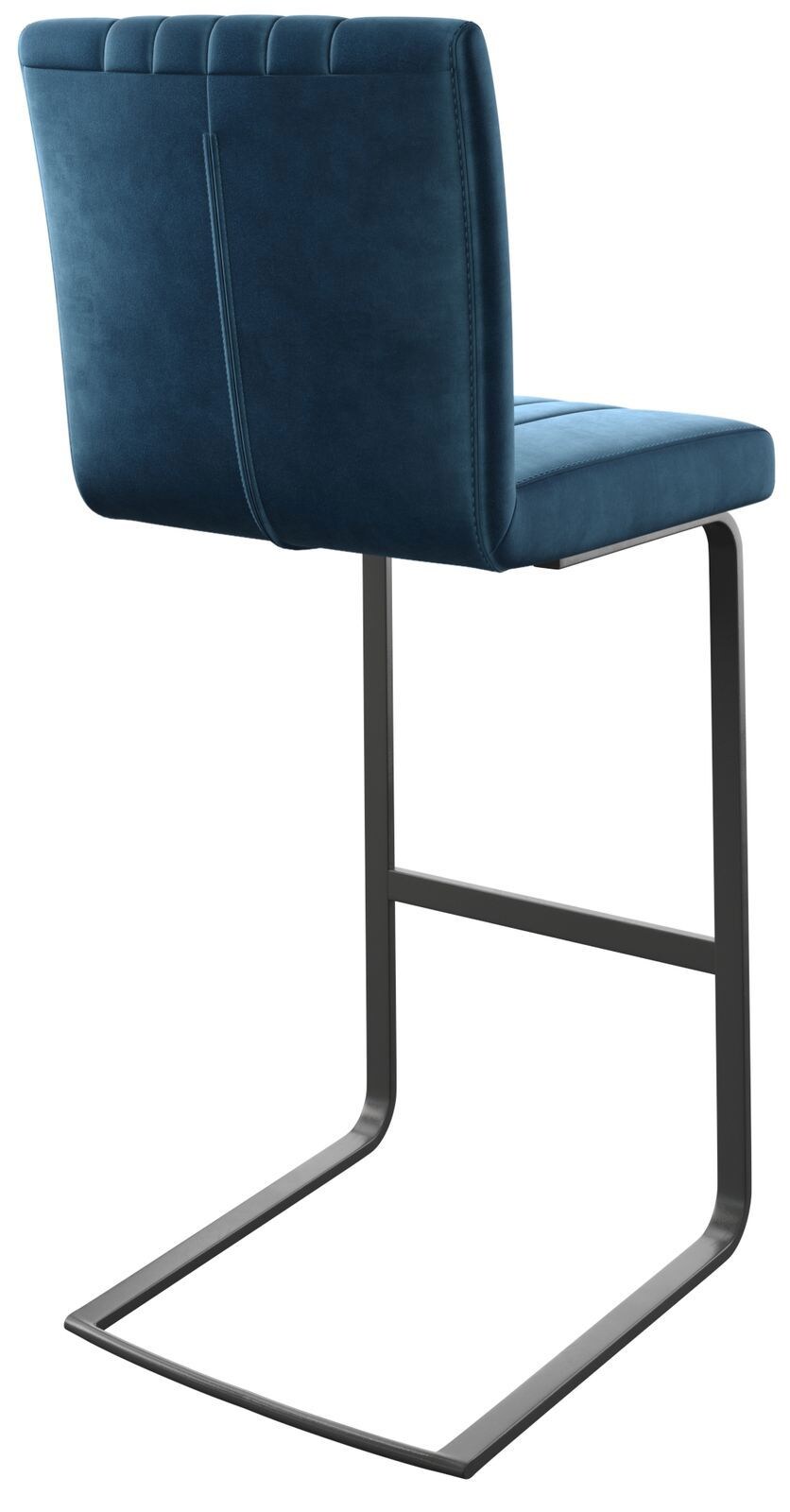 Chaise-de-bar Luiga-Flex velours bleu chaise cantilever métal plat 4 Chaise-de-bar Luiga-Flex velours bleu chaise cantilever métal plat 4
