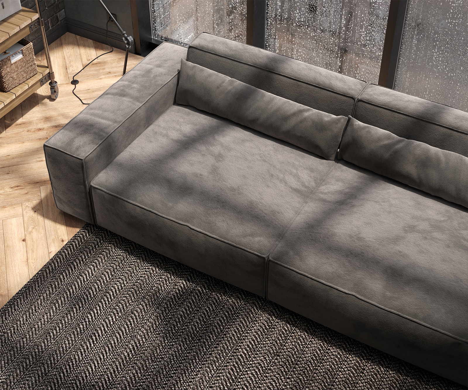 Grand Canapé Sirpio XL 270x130 cm Microfibre Marron Kaki 6 Grand Canapé Sirpio XL 270x130 cm Microfibre Marron Kaki 6