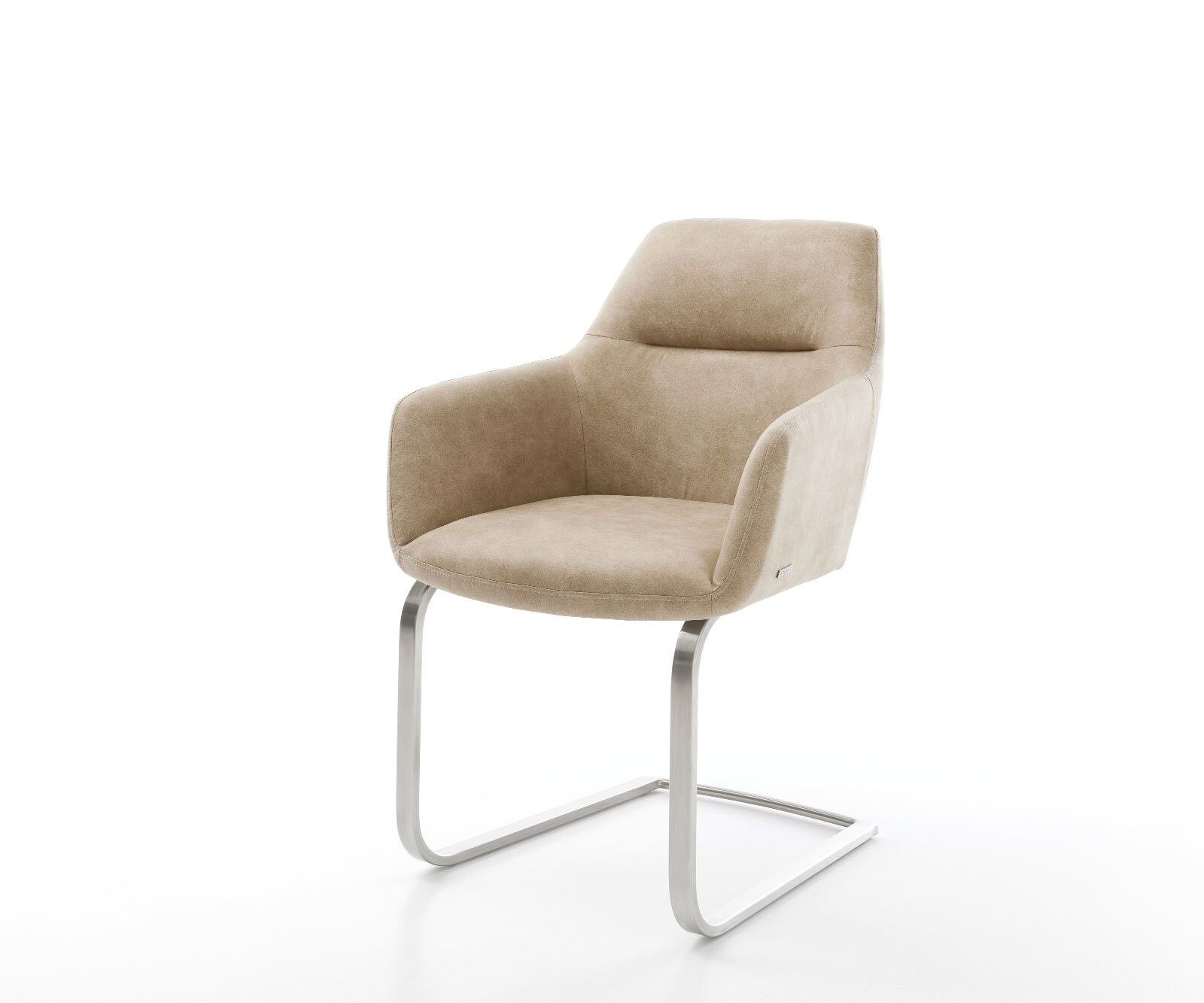 Cantilever Pejo-Flex microvelours beige vintage pied cantilever plat acier inoxydable brossé ressorts ensachés