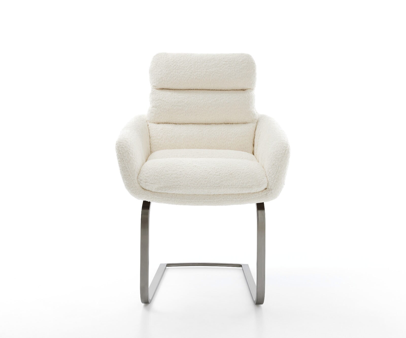 Cantilever Abelia-Flex avec accoudoirs bouclé blanc pied cantilever plat grafiete 2