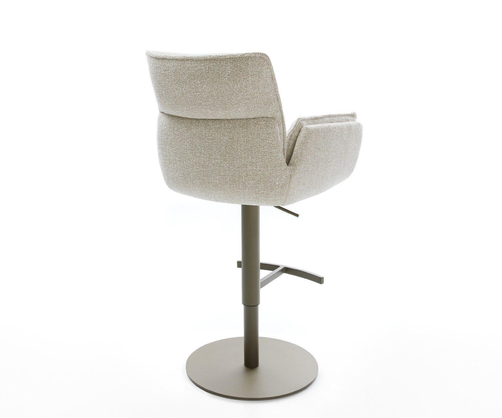 Chaise-de-bar Nela-Flex Tissu tissé doux Beige Pied pivotant réglable en hauteur couleur titane Couleur titane 5