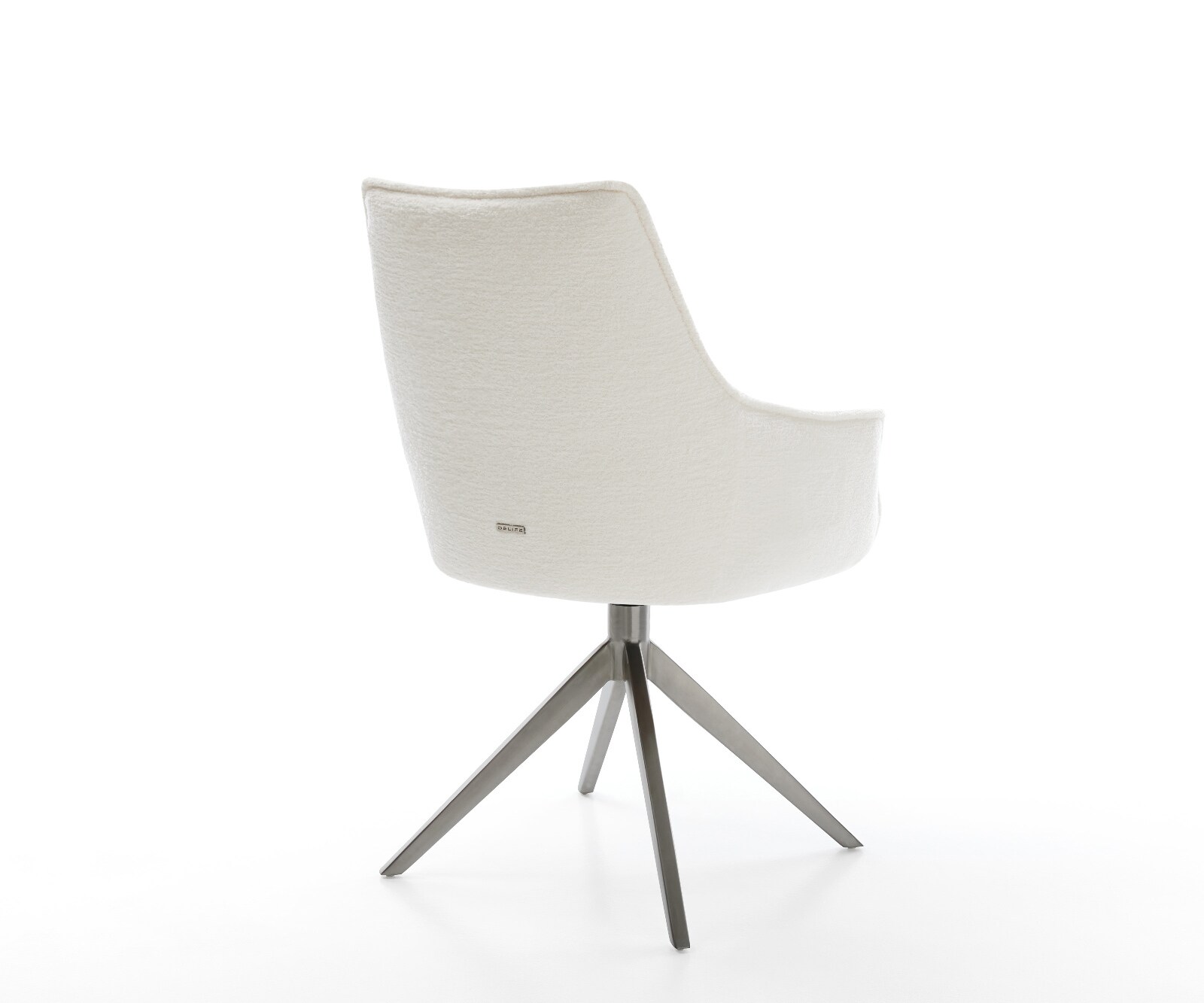 Chaise-pivotante Alja-Flex avec accoudoirs bouclé doux beige pied croisé large grafiete pivotement sur 360° fonction bascule resorts ensachés 4