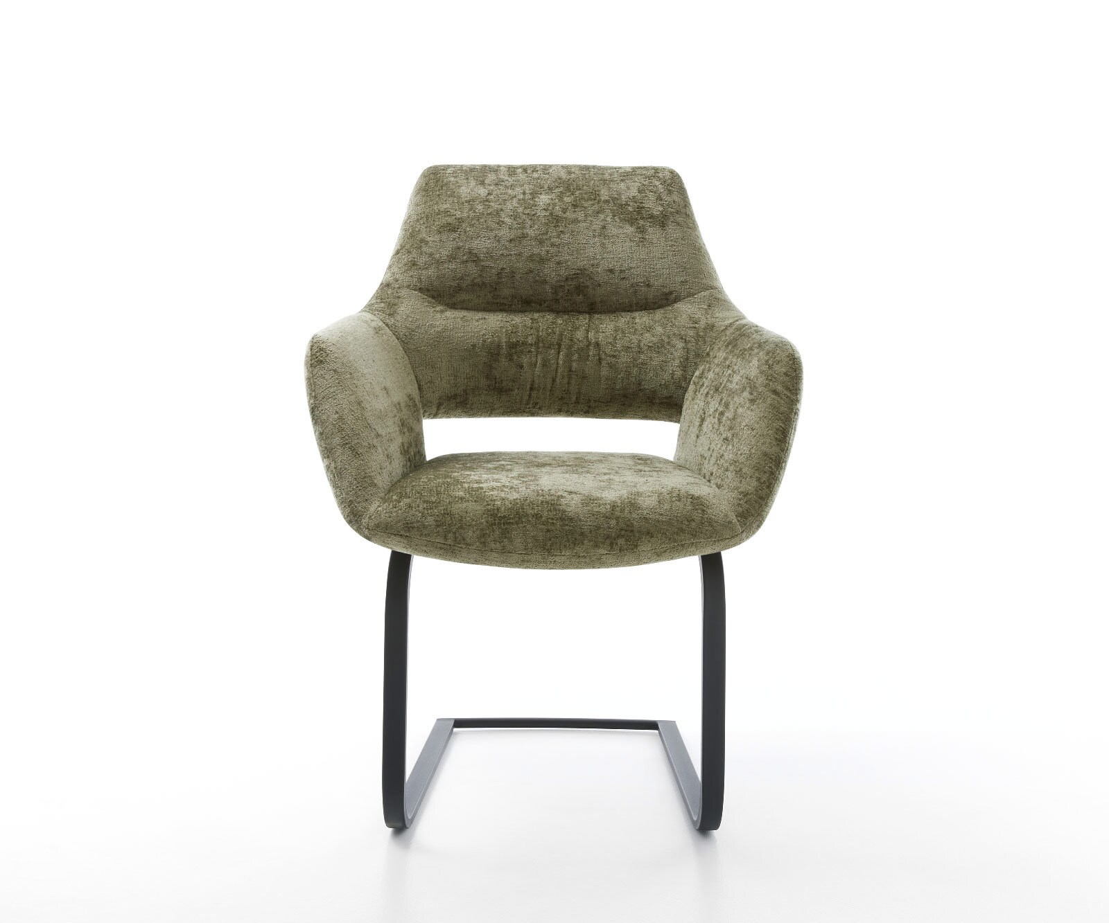 Cantilever Yago-Flex avec accoudoirs chenille olive pied cantilever plat noir ressorts ensachés 1 Cantilever Yago-Flex avec accoudoirs chenille olive pied cantilever plat noir ressorts ensachés 1