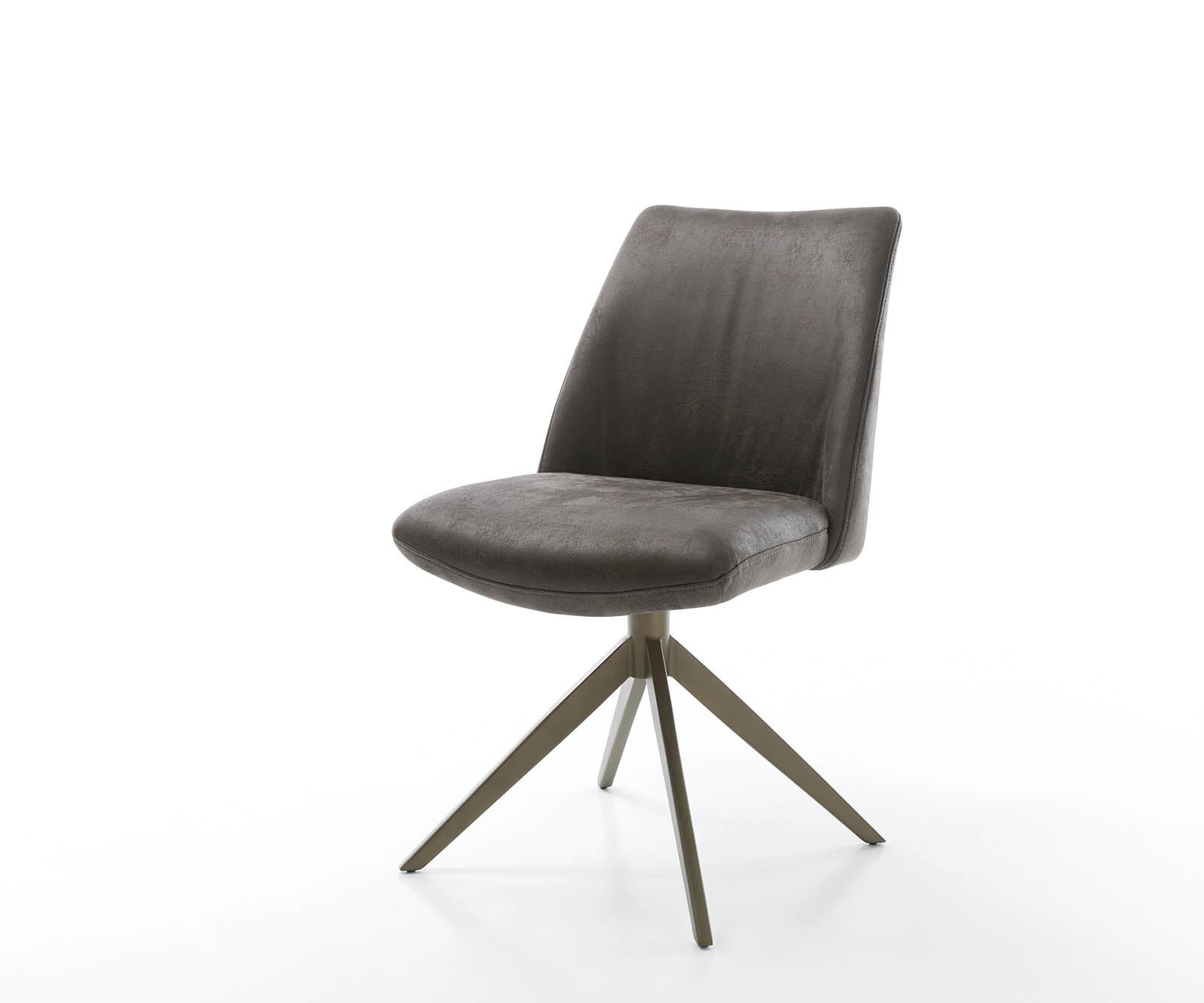 Chaise-pivotante Elso-Flex microvelours anthracite vintage pied croisé large aspect titane pivotement sur 360° ressorts ensachés