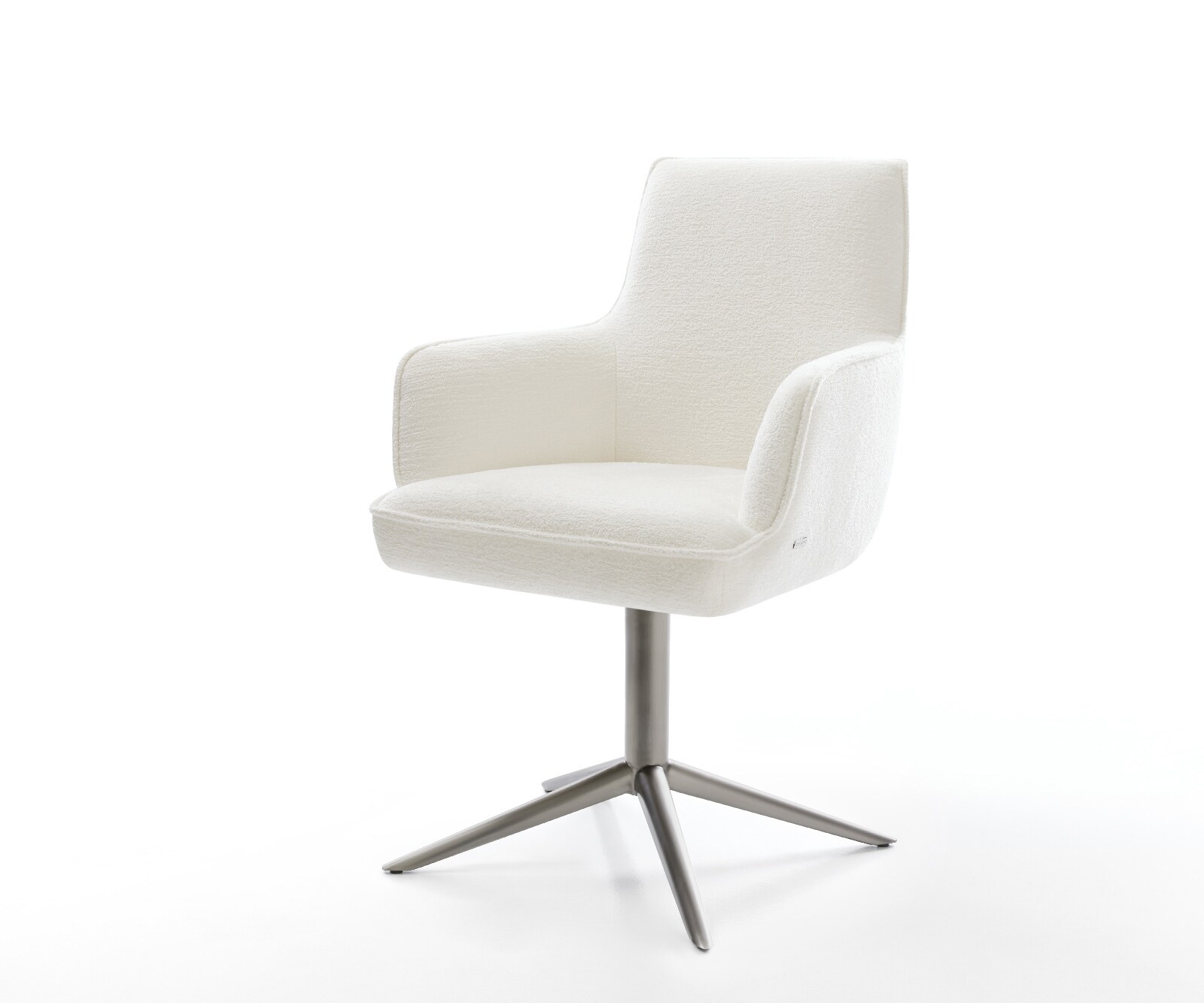 Chaise-pivotante Heira-Flex avec accoudoirs bouclé doux beige pied de chaise 4 branches grafiete pivotement sur 360° fonction bascule resorts ensachés 1