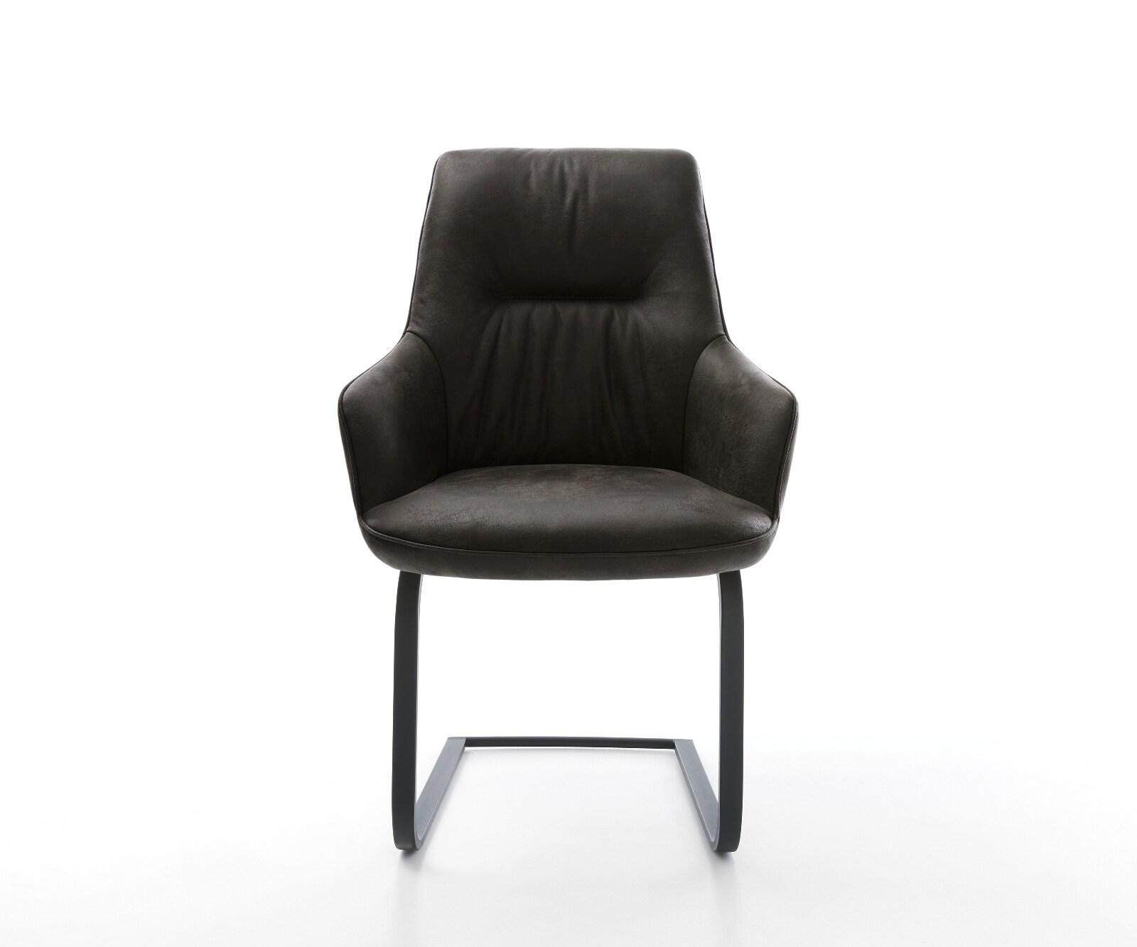 Cantilever Zelia-Flex avec accoudoirs microfibre antracite vintage pied cantilever plat noir ressorts ensachés 1