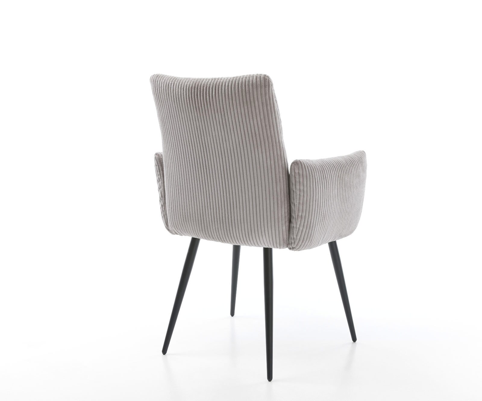 Chaise-de-salle-à-manger Jova-Flex avec accoudoirs côtelé gris argenté 4 pieds coniques noir ressorts ensachés 5