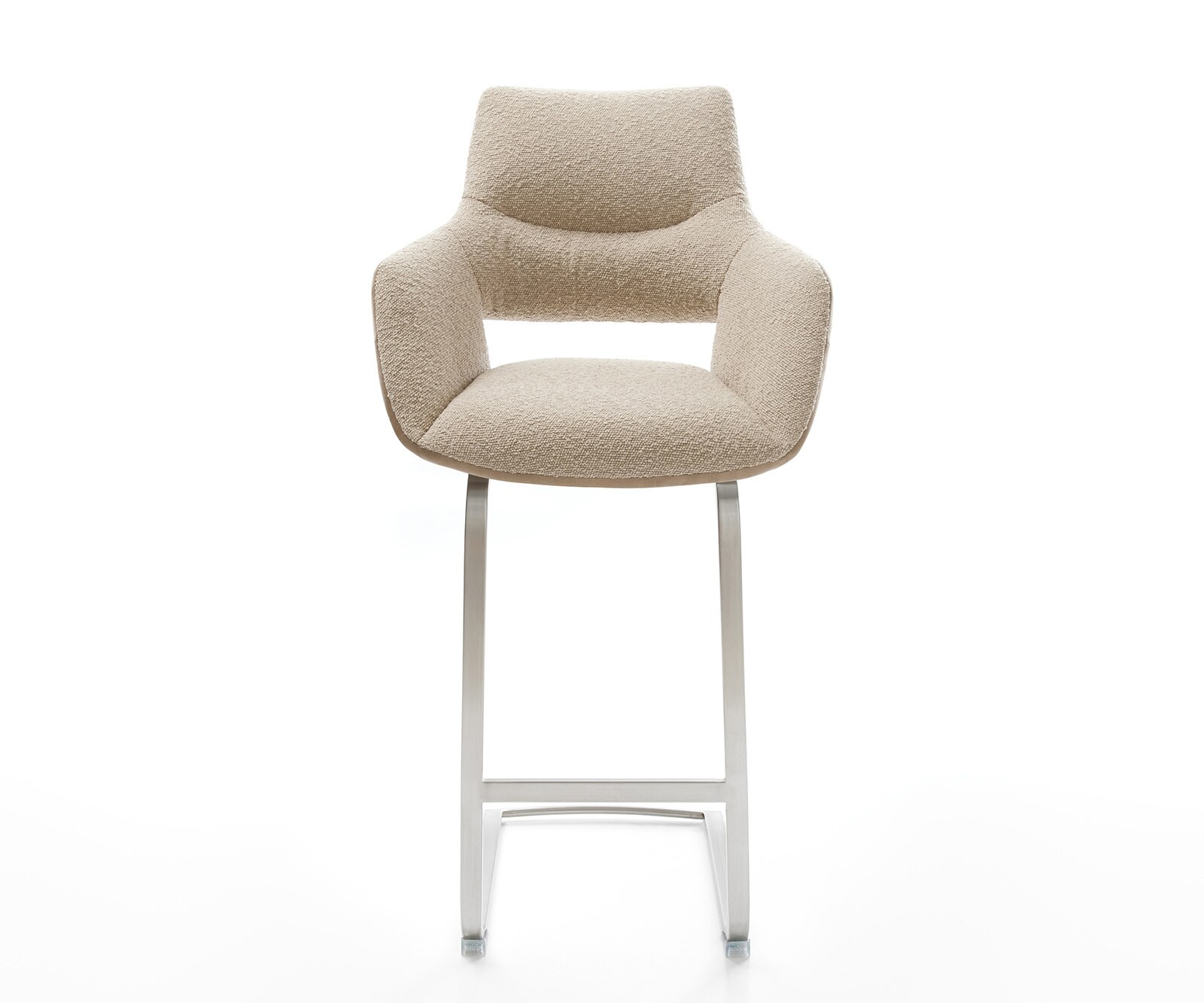 Chaise-de-bar Yago-Flex mélange de matériaux microfibre boue / bouclé boue cadre luge plat acier inoxydable Ressorts ensachés 1