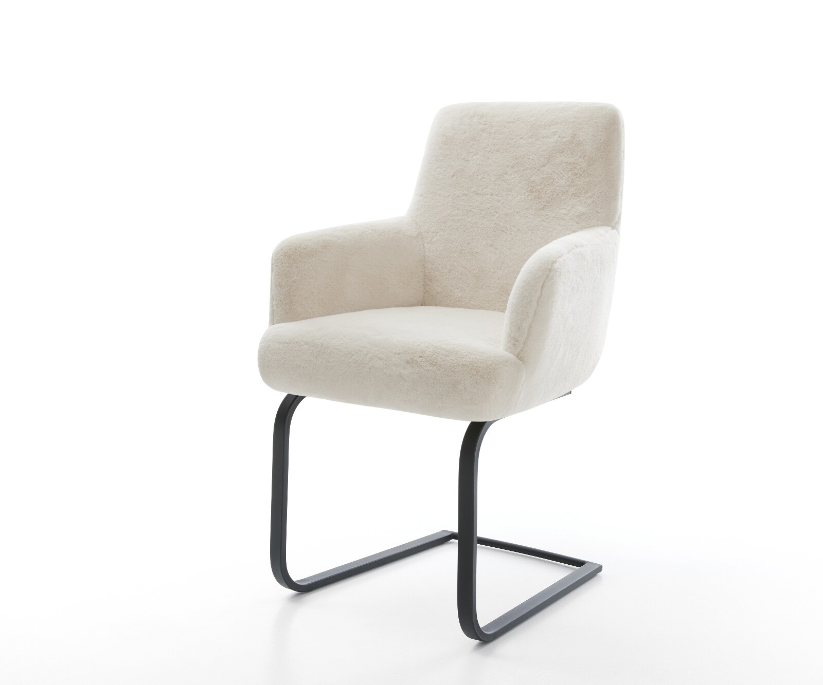 Cantilever Heira-Flex avec accoudoirs peluche crème-blanc pied cantilever plat noir resorts ensachés 1