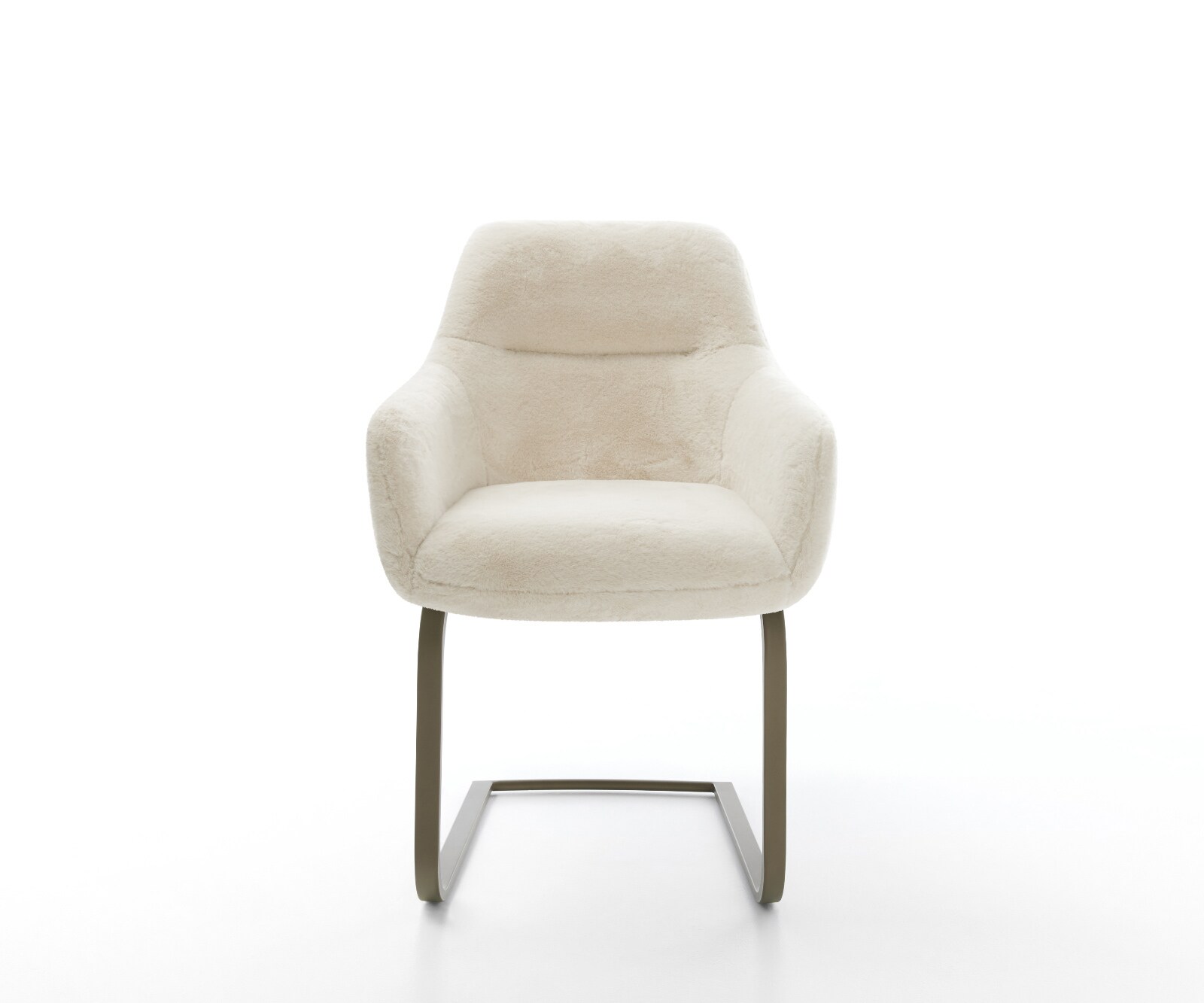 Cantilever Pejo-Flex peluche crème-blanc pied cantilever plat aspect titane resorts ensachés 1