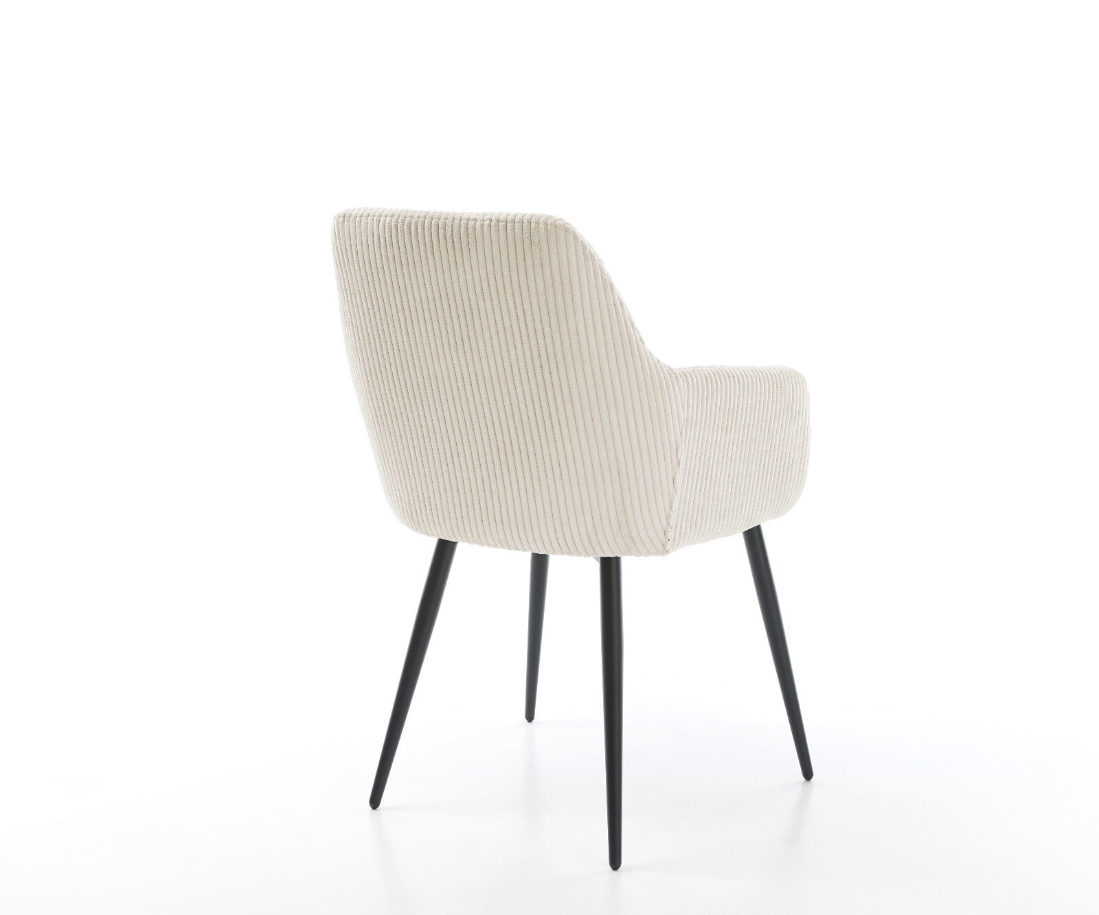Chaise-de-salle-à-manger Pejo-Flex côtelé beige vintage 4 pieds coniques noir ressorts ensachés 5
