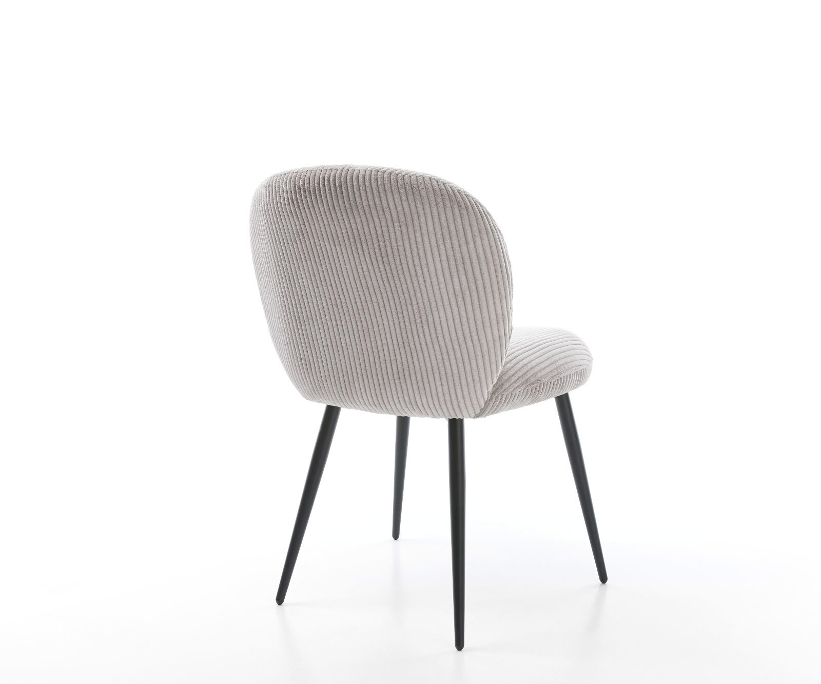 Chaise-de-salle-à-manger Nube-Flex côtelé gris argenté 4 pieds coniques noir ressorts ensachés 4 Chaise-de-salle-à-manger Nube-Flex côtelé gris argenté 4 pieds coniques noir ressorts ensachés 4