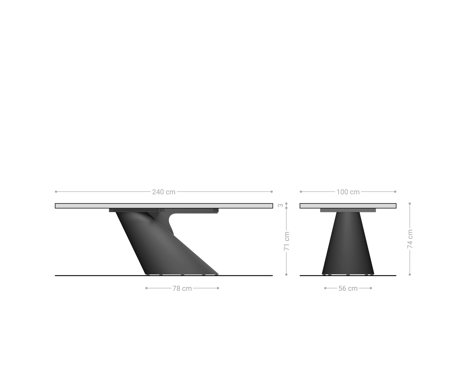 Table à manger Edge 240x100 acacia naturee Cono métallique doré Live-Edge 6