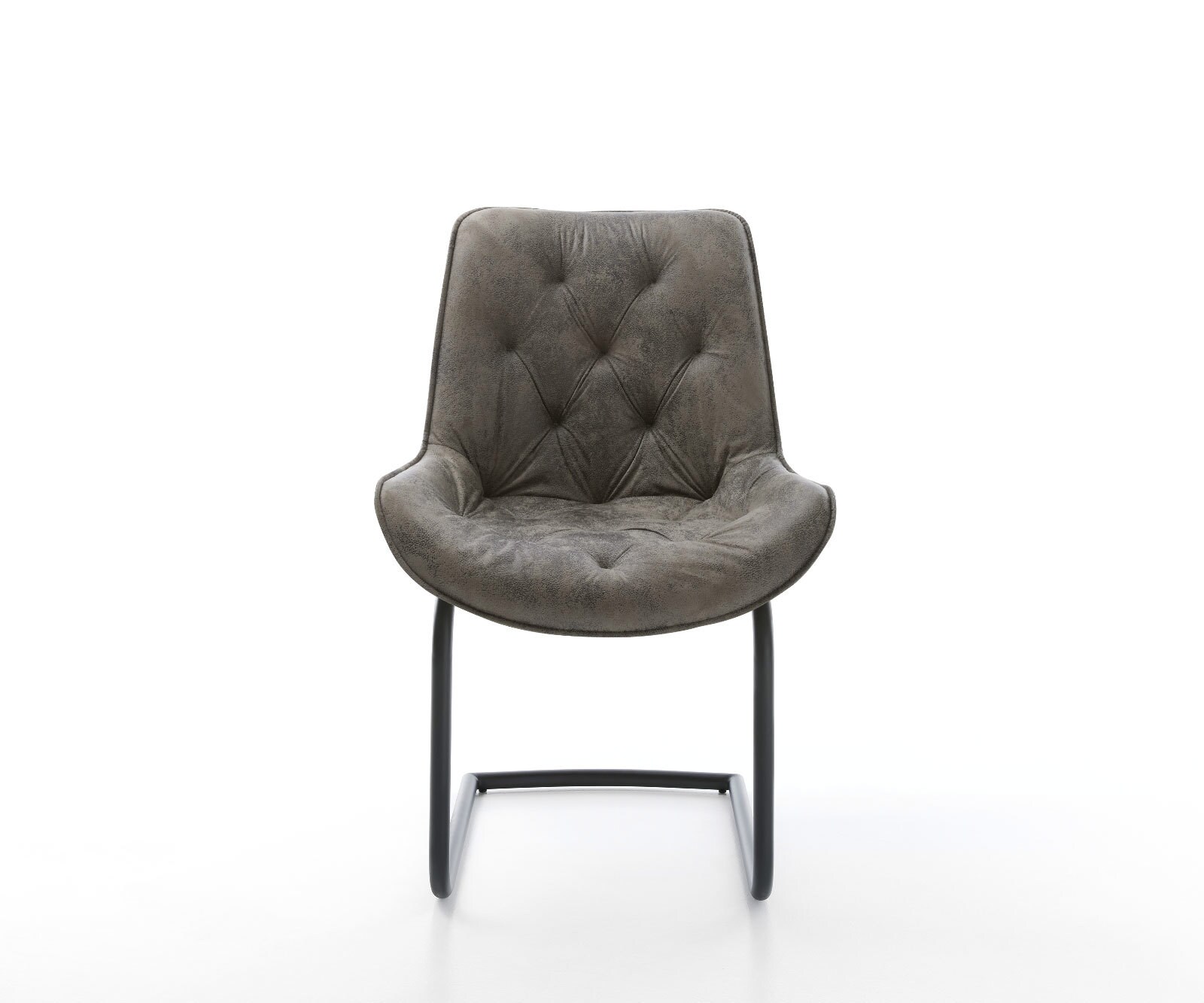 Cantilever Taimi-Flex microvelours gris antique pied cantilever rond noir 2 Cantilever Taimi-Flex microvelours gris antique pied cantilever rond noir 2