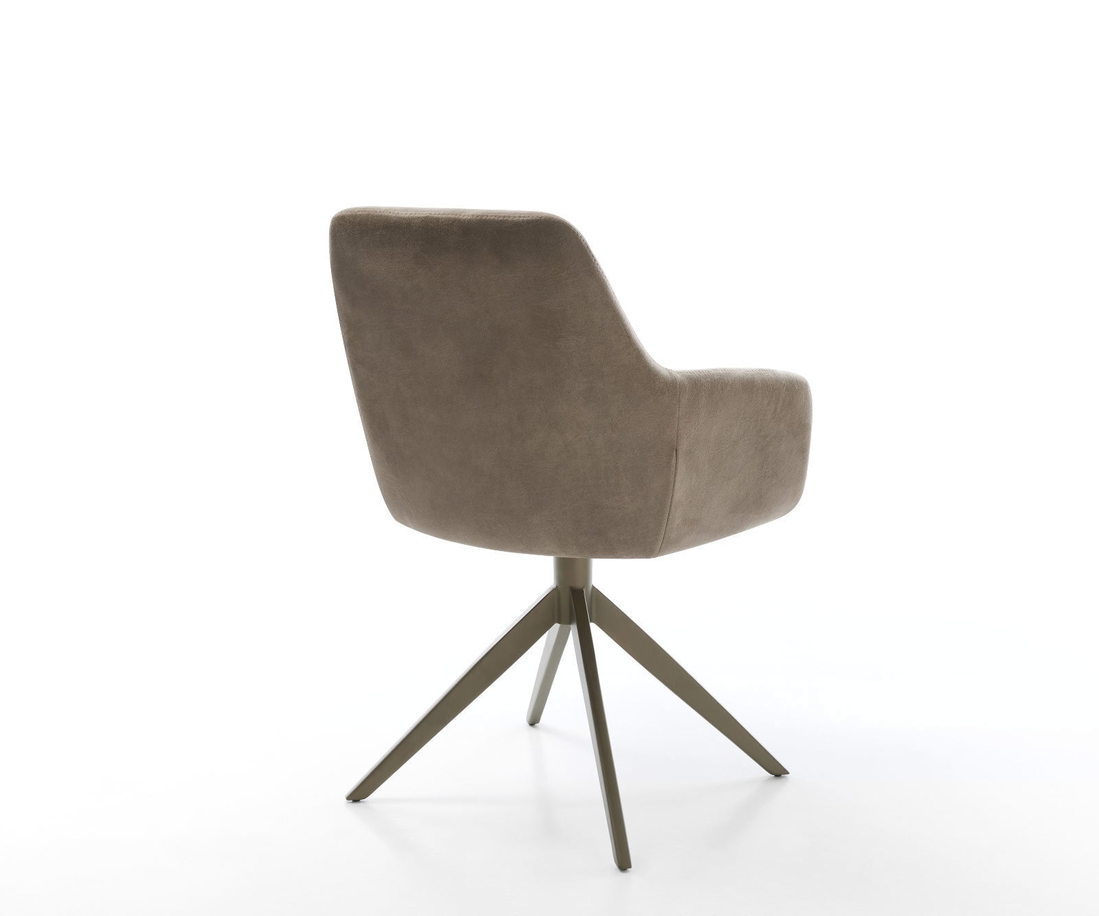 Chaise-pivotante Pejo-Flex microvelours taupe vintage pied croisé large aspect titane pivotement sur 360° ressorts ensachés 5