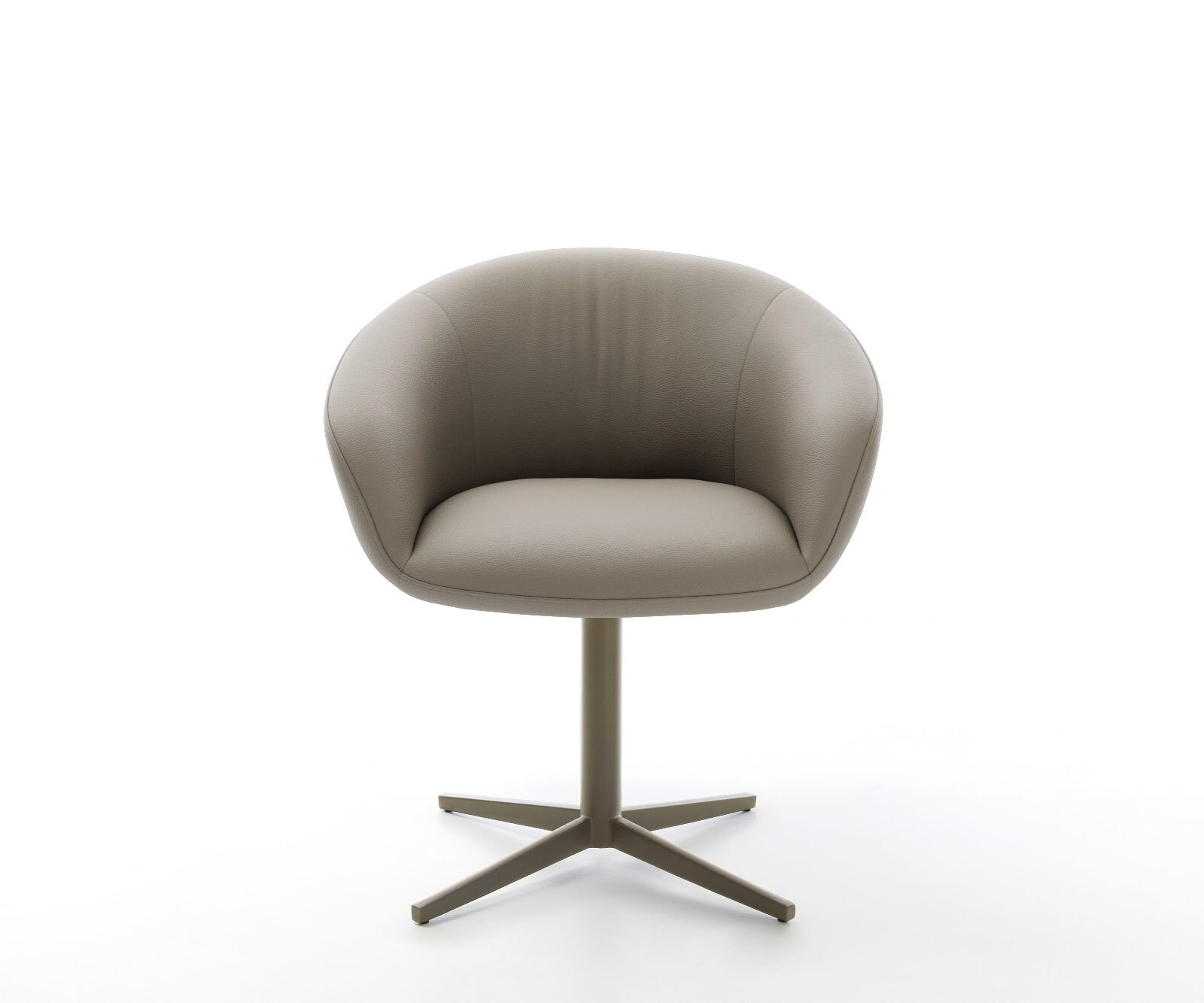 Chaise-pivotante Vinka-Flex avec accoudoirs cuir de vache couleur boue pied de chaise 4 branches aspect titane pivotement sur 360° ressorts ensachés 1 Chaise-pivotante Vinka-Flex avec accoudoirs cuir de vache couleur boue pied de chaise 4 branches aspect titane pivotement sur 360° ressorts ensachés 1