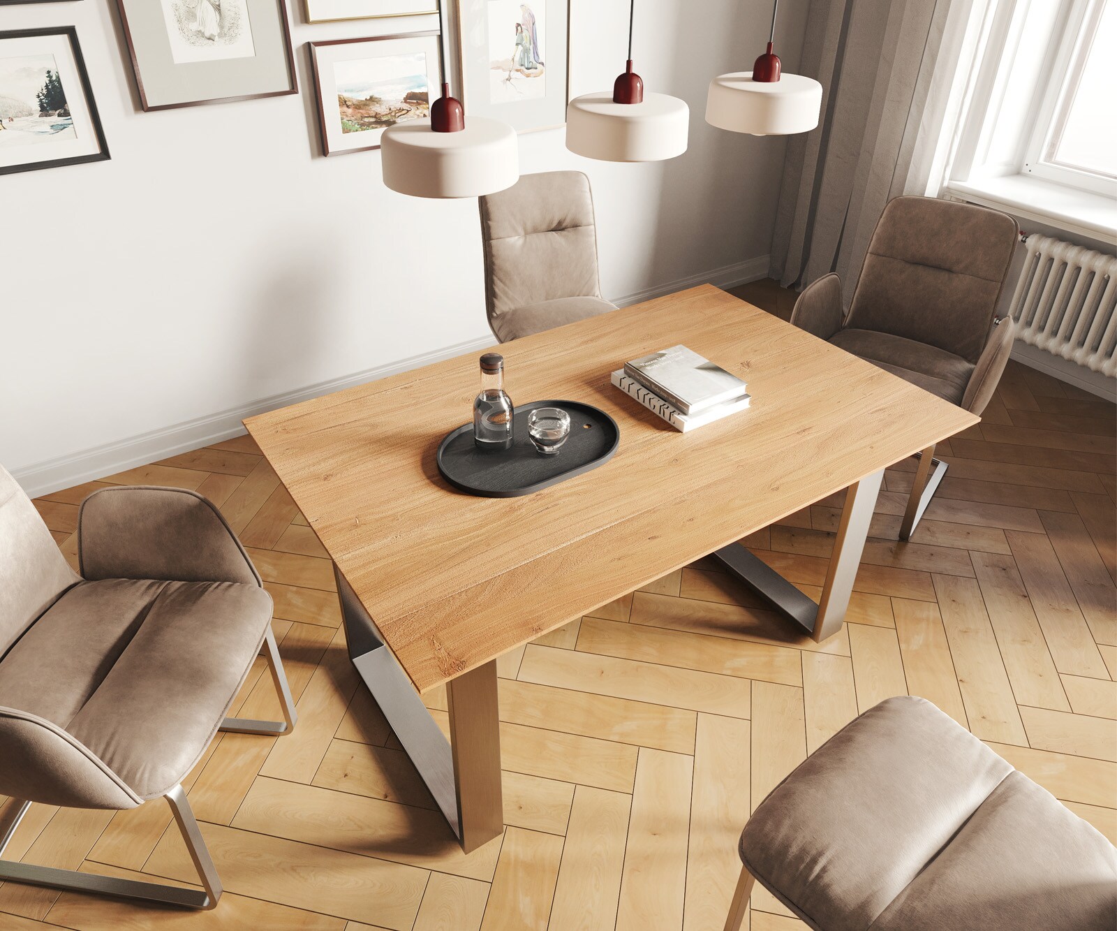 Table-à-manger Edge 140x90 acacia nature acier inoxydable mince bord suisse 3 Table-à-manger Edge 140x90 acacia nature acier inoxydable mince bord suisse 3