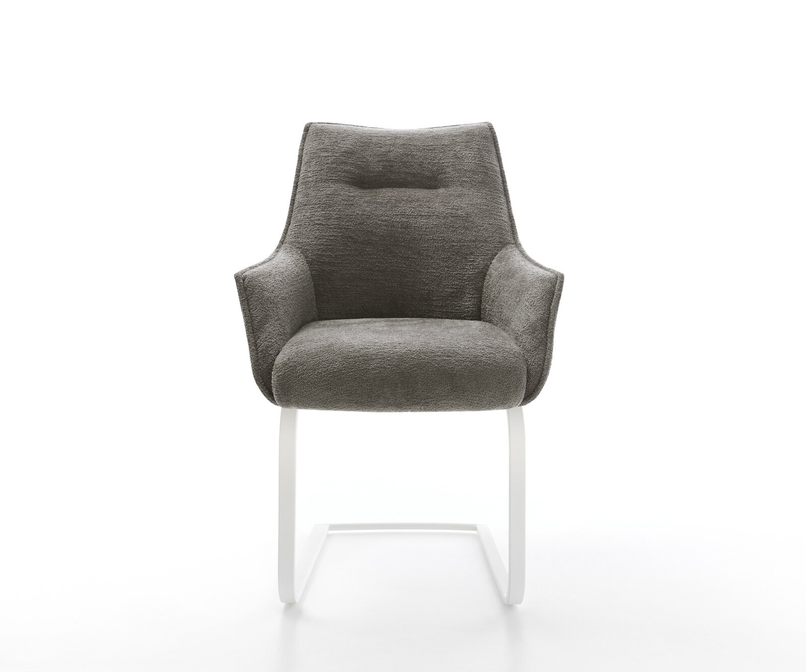 Cantilever Alja-Flex avec accoudoirs bouclé doux couleur boue pied cantilever plat blanc resorts ensachés 2