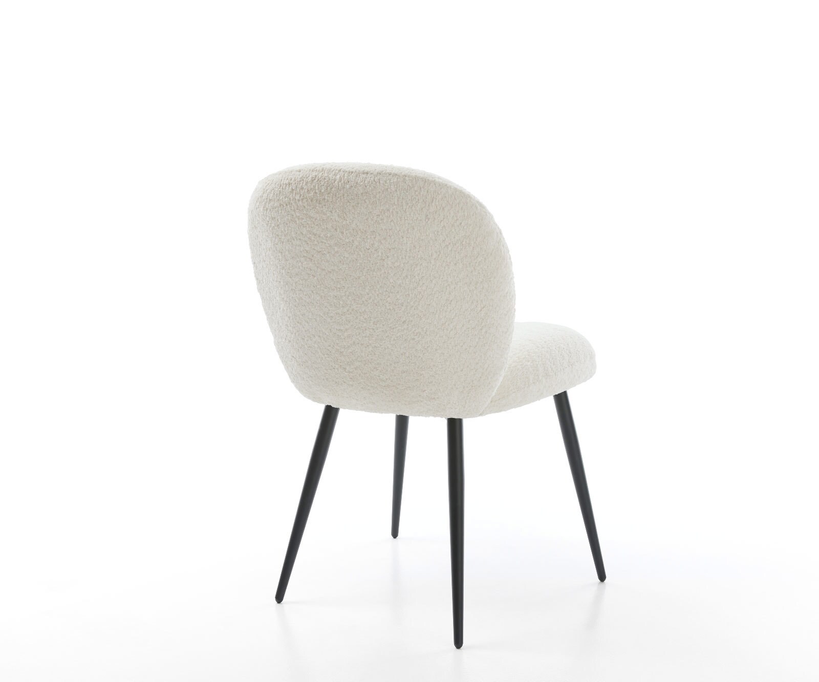 Chaise-de-salle-à-manger Nube-Flex bouclé blanc 4 pieds coniques noir ressorts ensachés 4 Chaise-de-salle-à-manger Nube-Flex bouclé blanc 4 pieds coniques noir ressorts ensachés 4