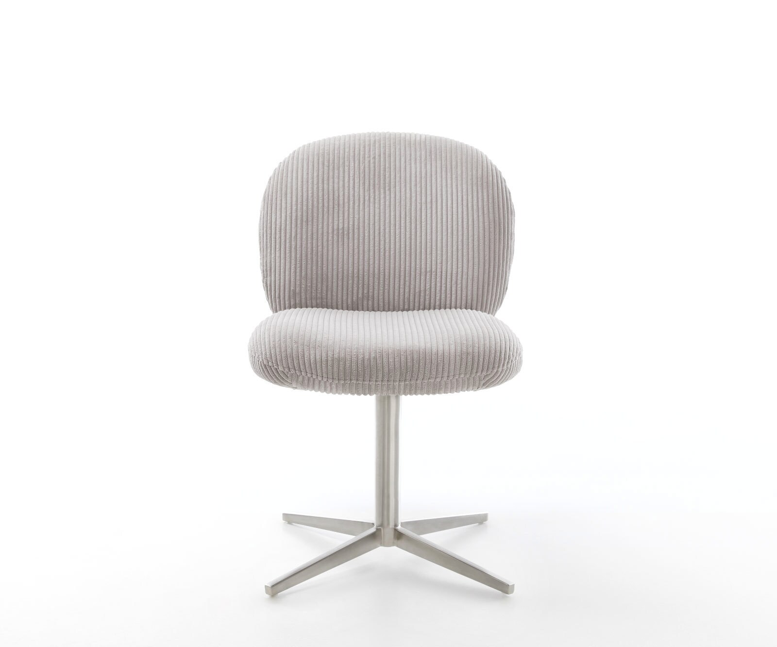 Chaise-pivotante Nube-Flex côtelé gris argenté pied de chaise 4 branches acier inoxydable brossé pivotement sur 360° ressorts ensachés 1 Chaise-pivotante Nube-Flex côtelé gris argenté pied de chaise 4 branches acier inoxydable brossé pivotement sur 360° ressorts ensachés 1