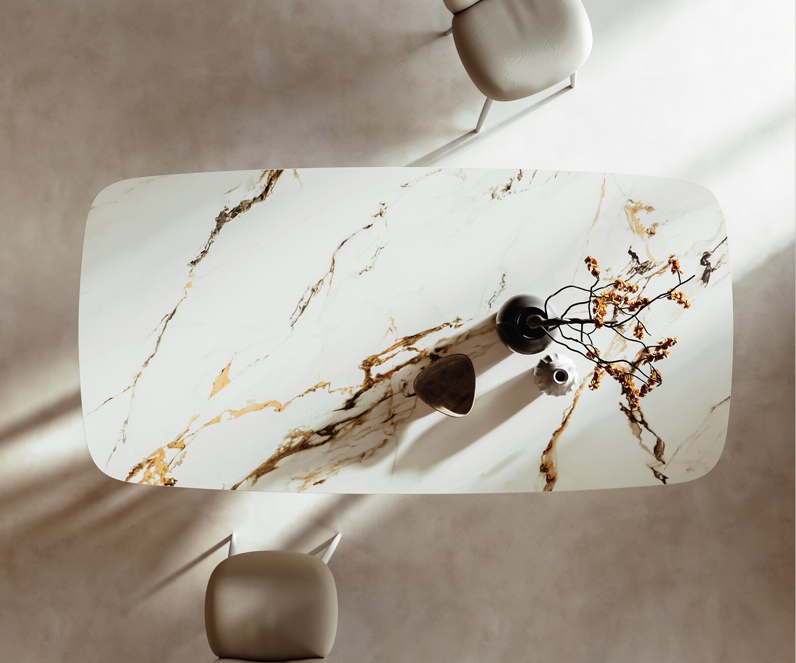 Table à manger Edge Boot 240x120 cm Céramique Calacatta Luxe Blanc-Or-Gris Spider Métal Blanc 4