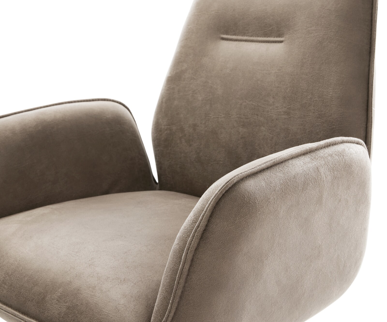 Chaise-de-salle-à-manger Zoa-Flex microvelours taupe vintage pied trapèze acier inoxydable brossé ressorts ensachés 4