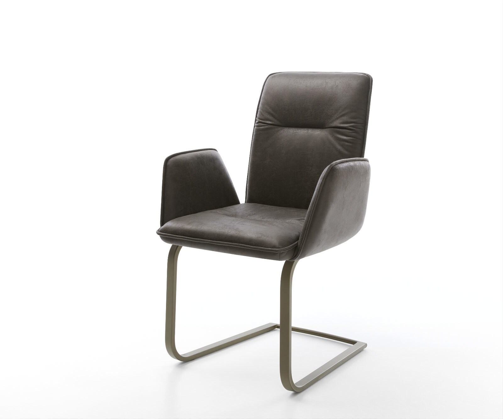 Cantilever Vinja-Flex microvelours anthracite vintage pied cantilever plat aspect titane 1